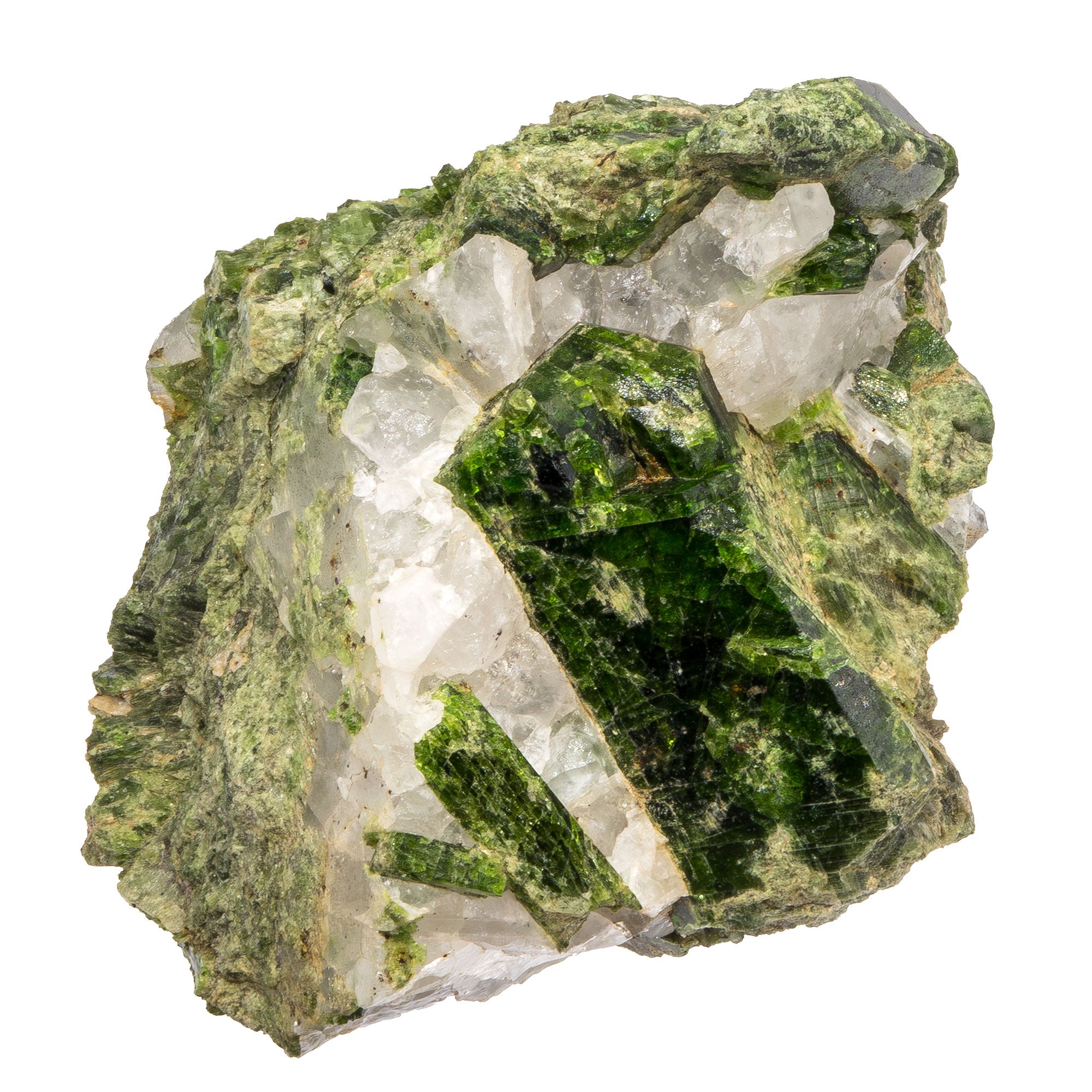 Diopside cristal brut sur gangue - Araçuai, Brésil