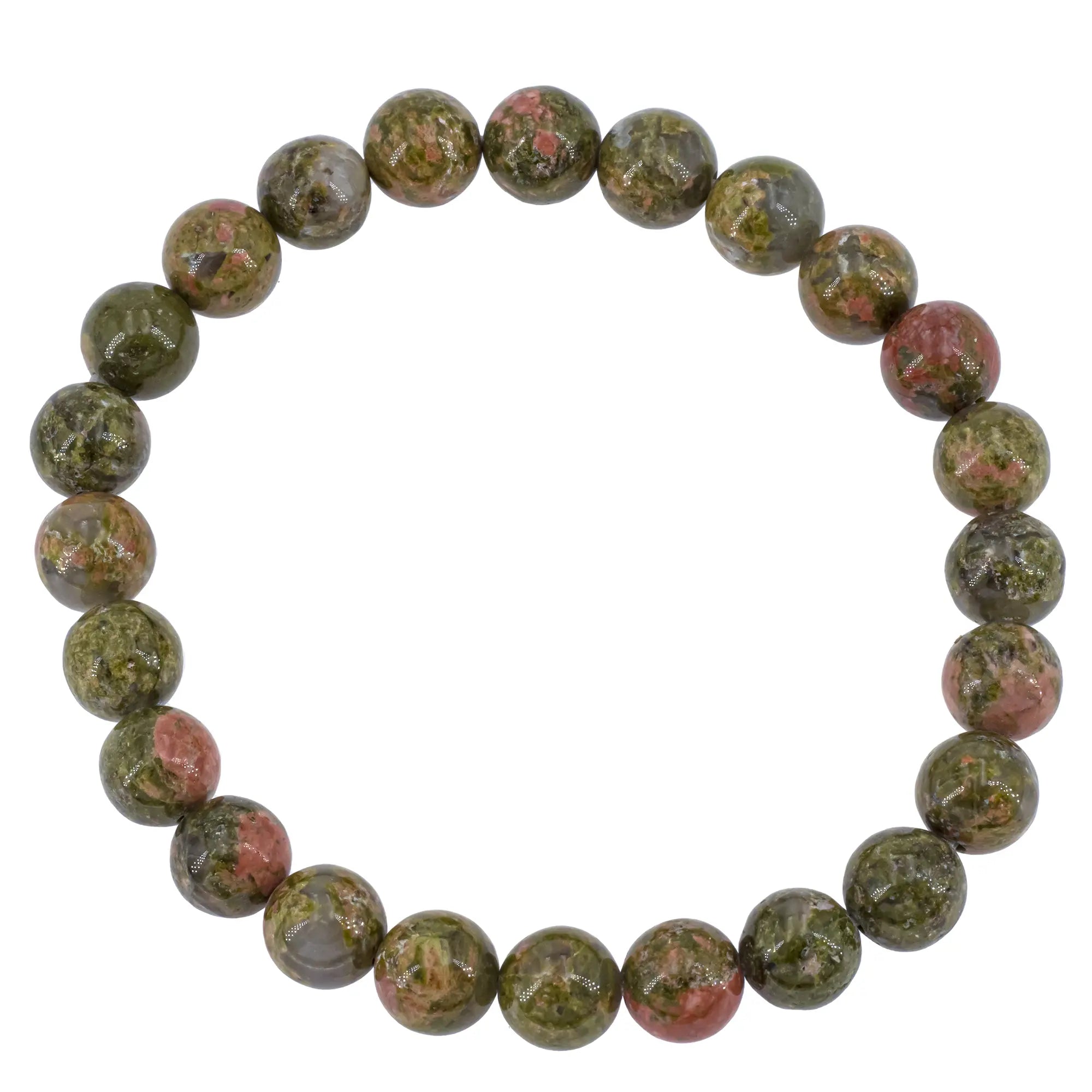 Bracelet Épidote-unakite perle ronde 8 mm  - CRISTAL SOURCES