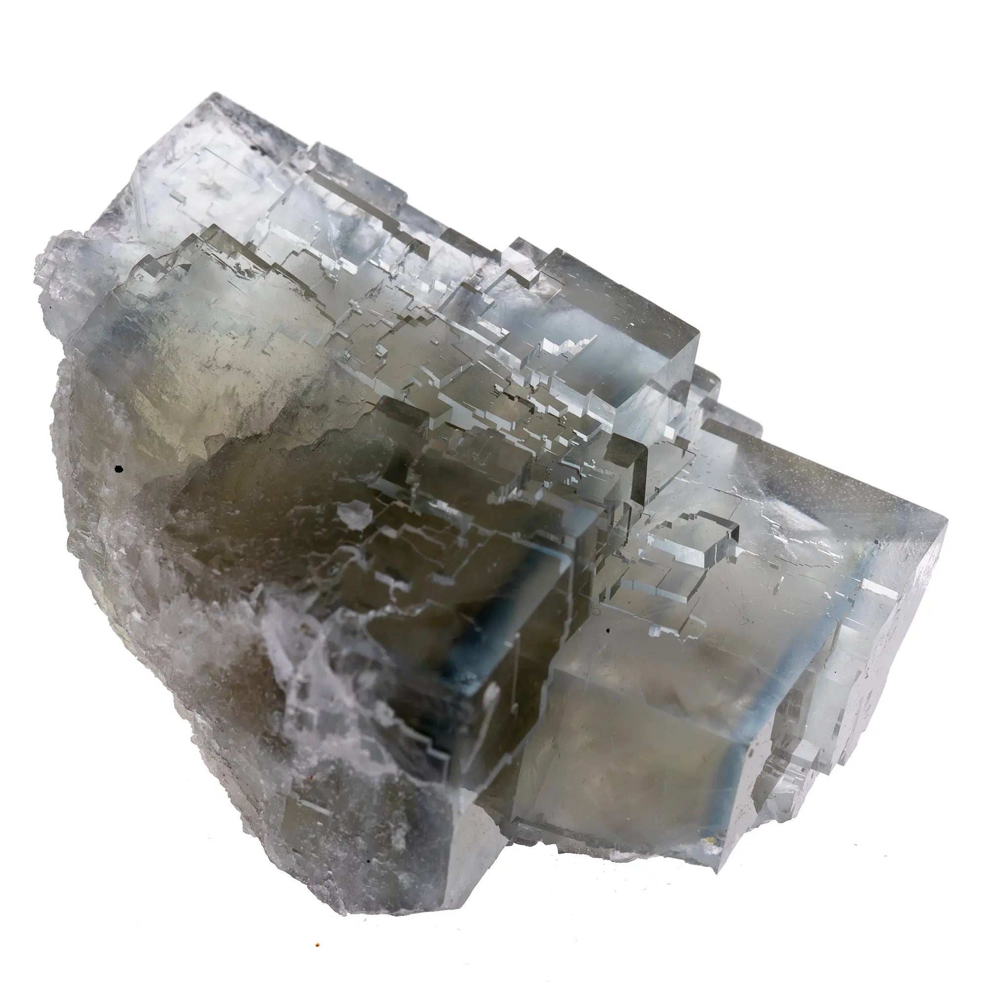 Fluorite cristaux avec fantôme bleu - Marsanges, Langeac