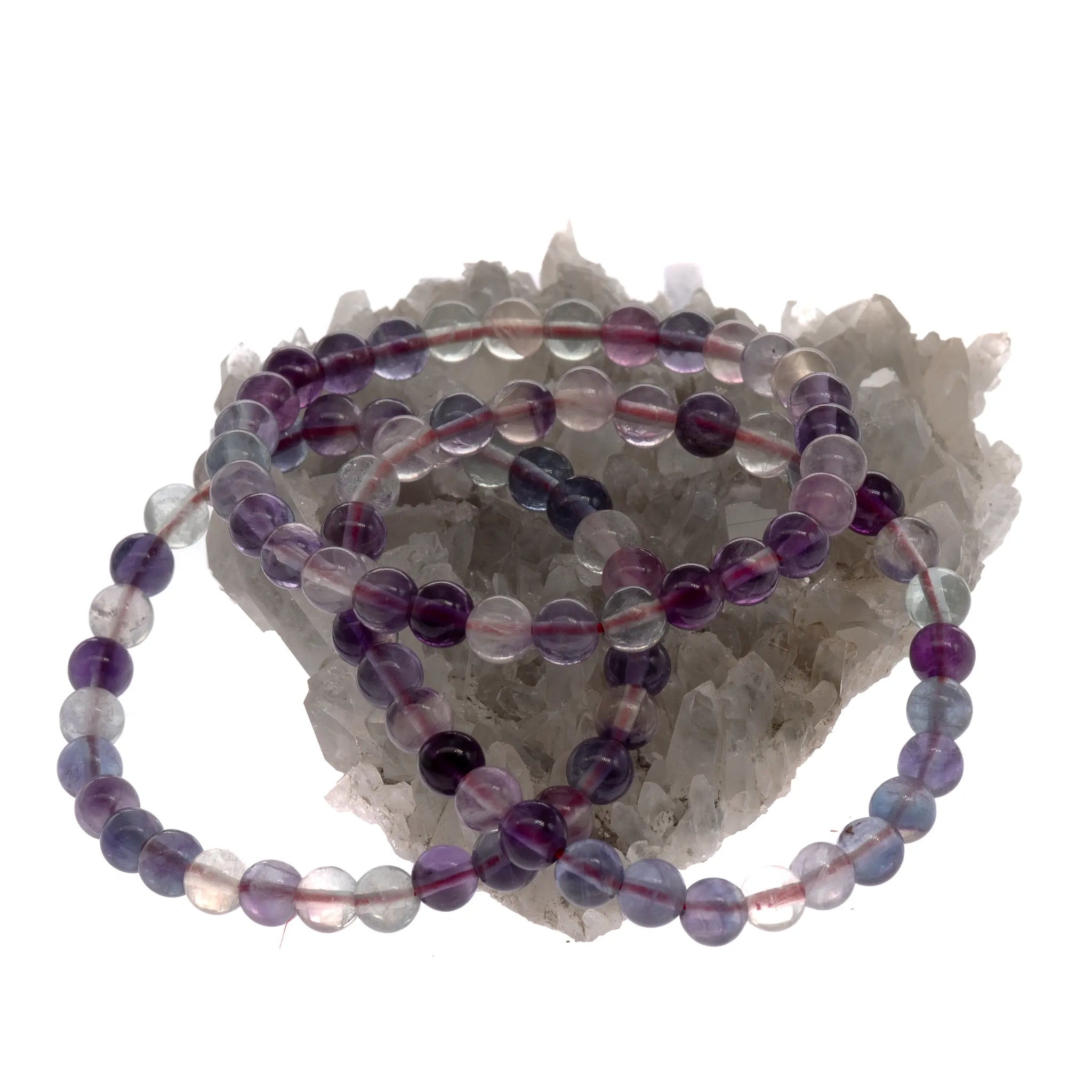 Bracelet Fluorite arc en ciel perle ronde 6mm 