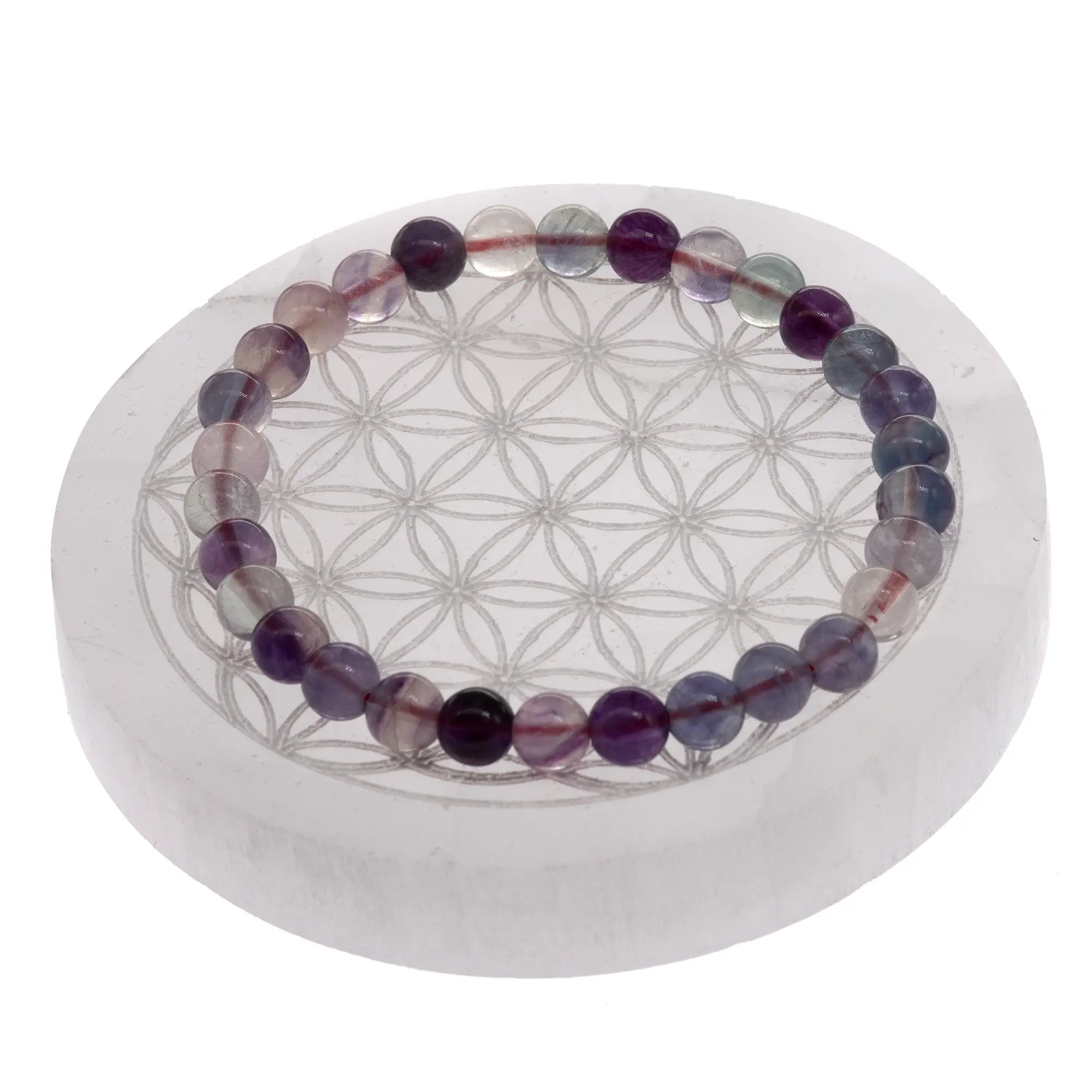 Bracelet Fluorite arc en ciel perle ronde 6mm 