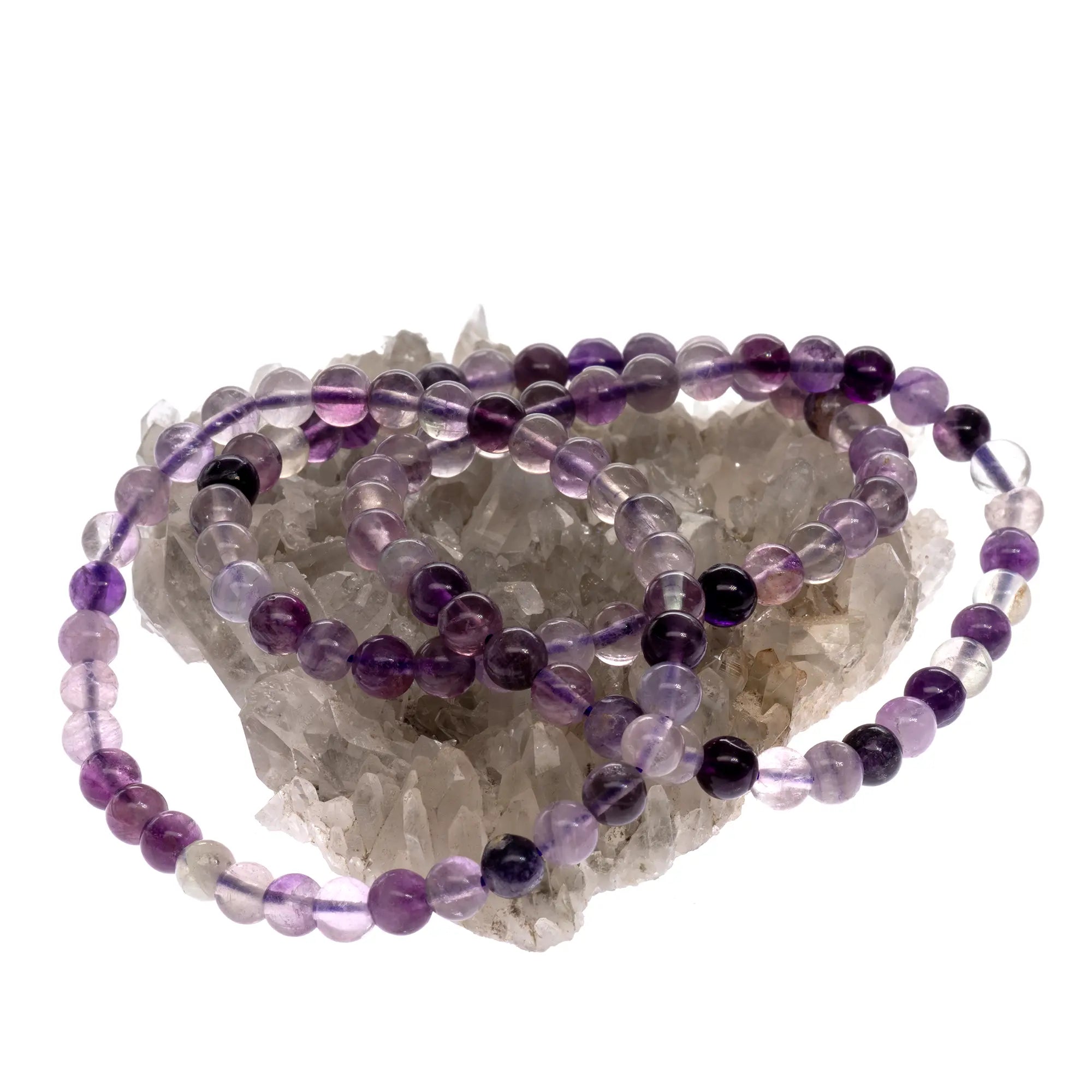 Bracelet Fluorite violette perle ronde 6mm
