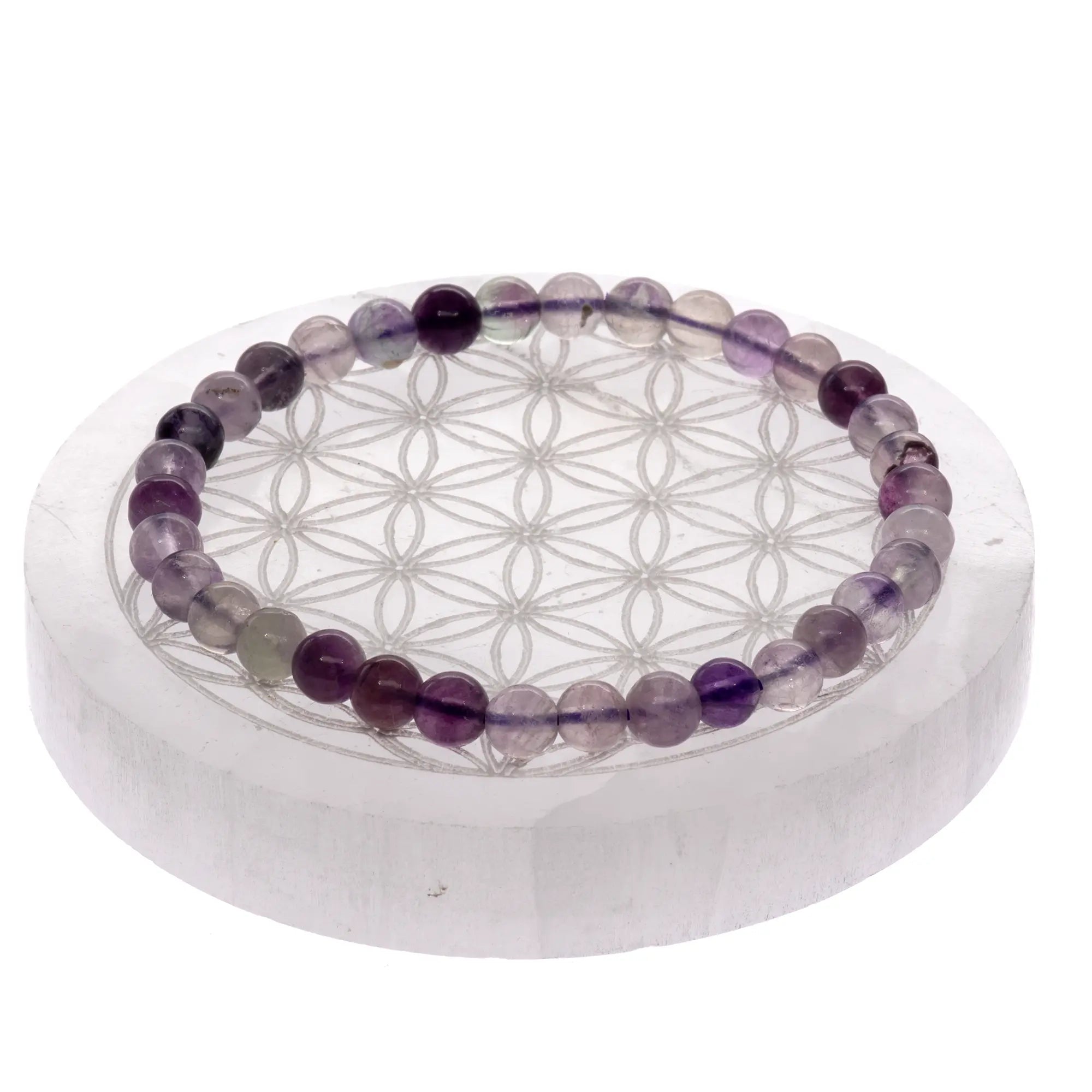 Bracelet Fluorite violette perle ronde 6mm