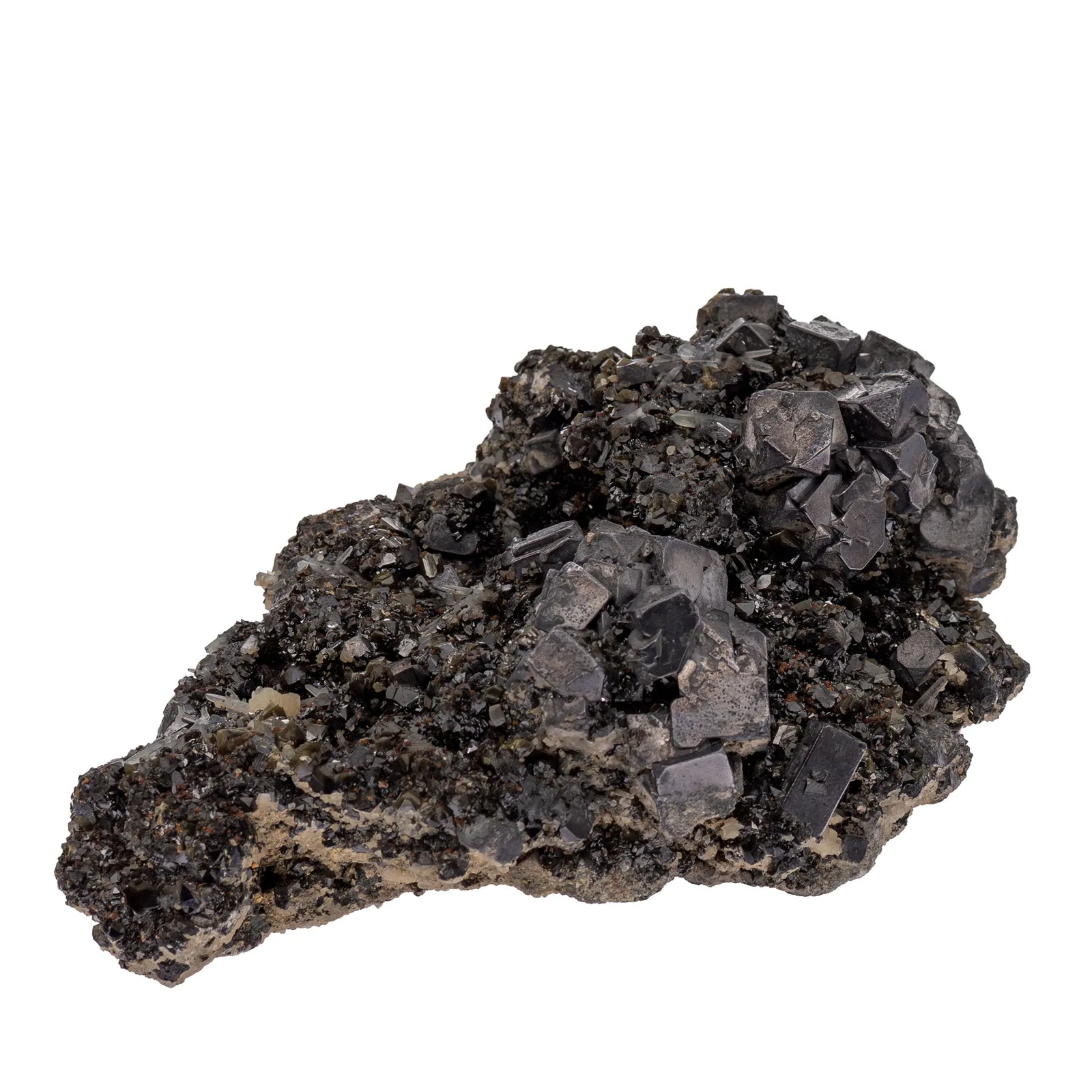 Galène cristaux sur sphalérite verte - Madan, Bulgarie - galene-cristaux-sur-sphalerite-madan-bulgarie-gal1 - CRISTAL SOURCES