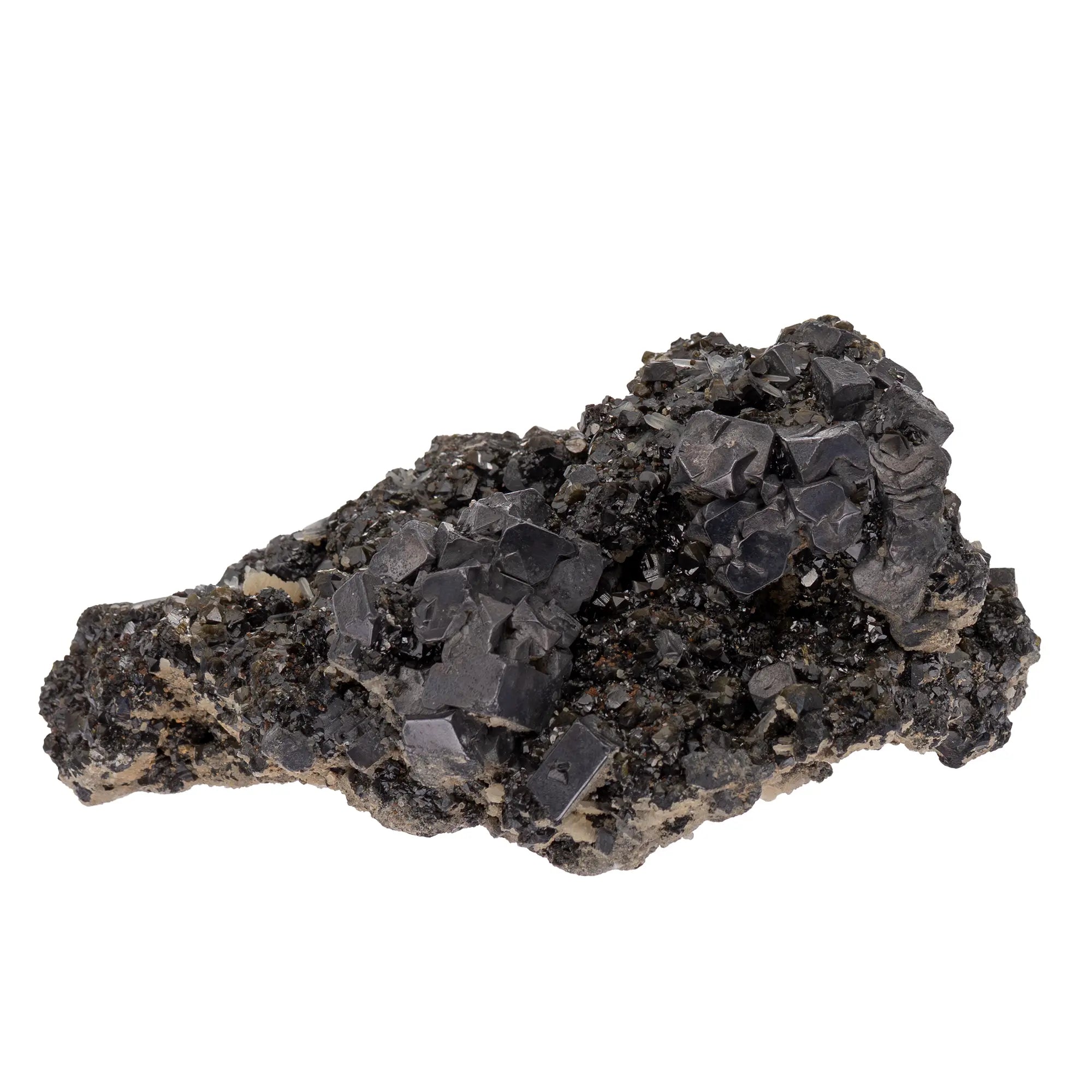 Galène cristaux sur sphalérite verte - Madan, Bulgarie - galene-cristaux-sur-sphalerite-madan-bulgarie-gal1 - CRISTAL SOURCES