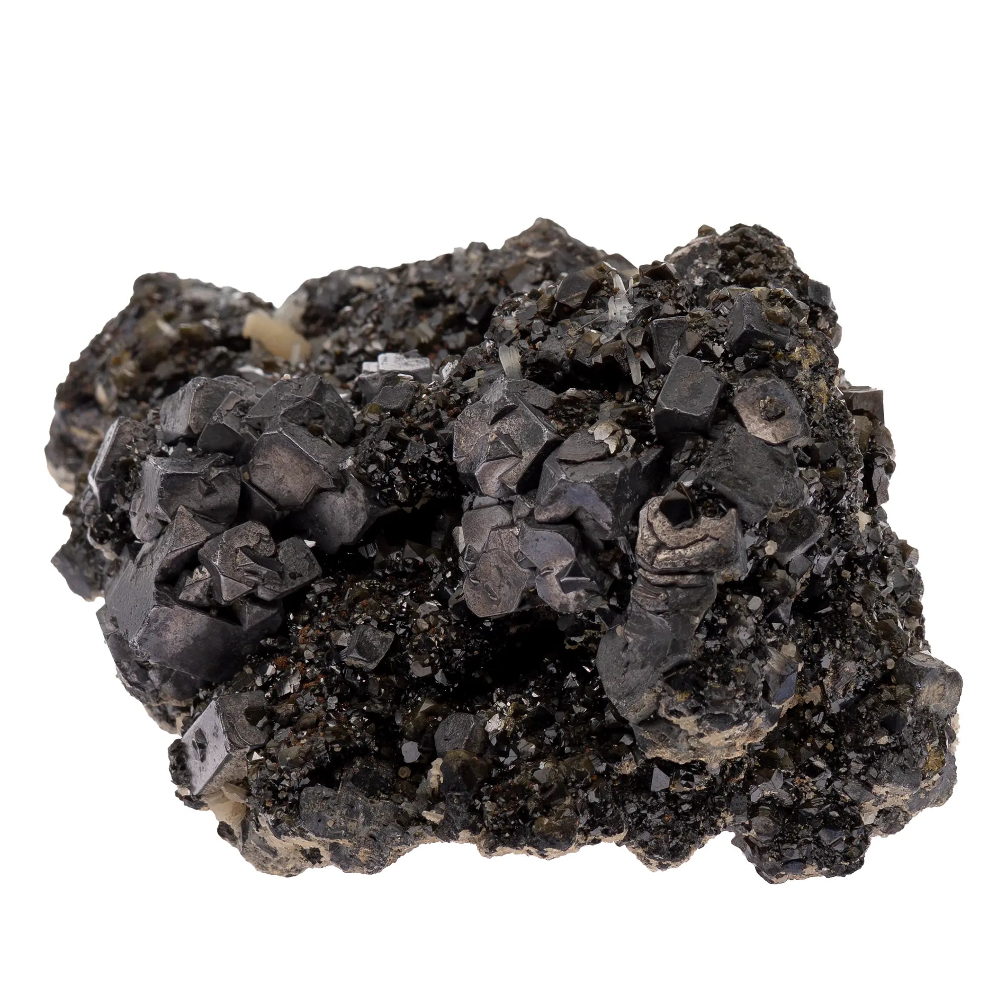 Galène cristaux sur sphalérite verte - Madan, Bulgarie - galene-cristaux-sur-sphalerite-madan-bulgarie-gal1 - CRISTAL SOURCES