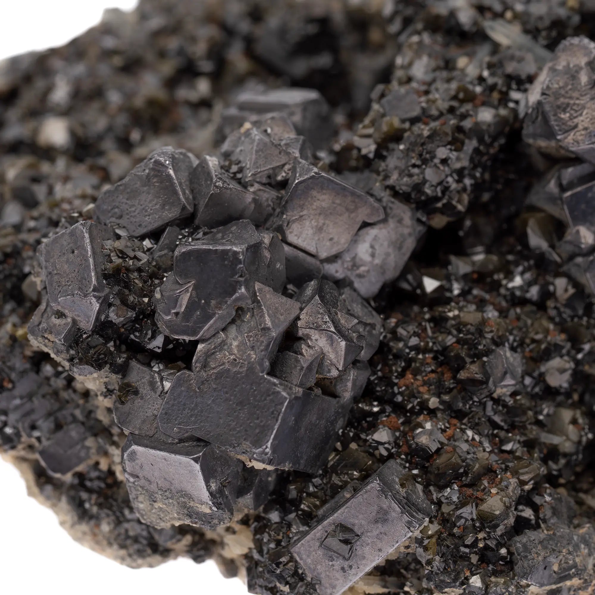 Galène cristaux sur sphalérite verte - Madan, Bulgarie - galene-cristaux-sur-sphalerite-madan-bulgarie-gal1 - CRISTAL SOURCES