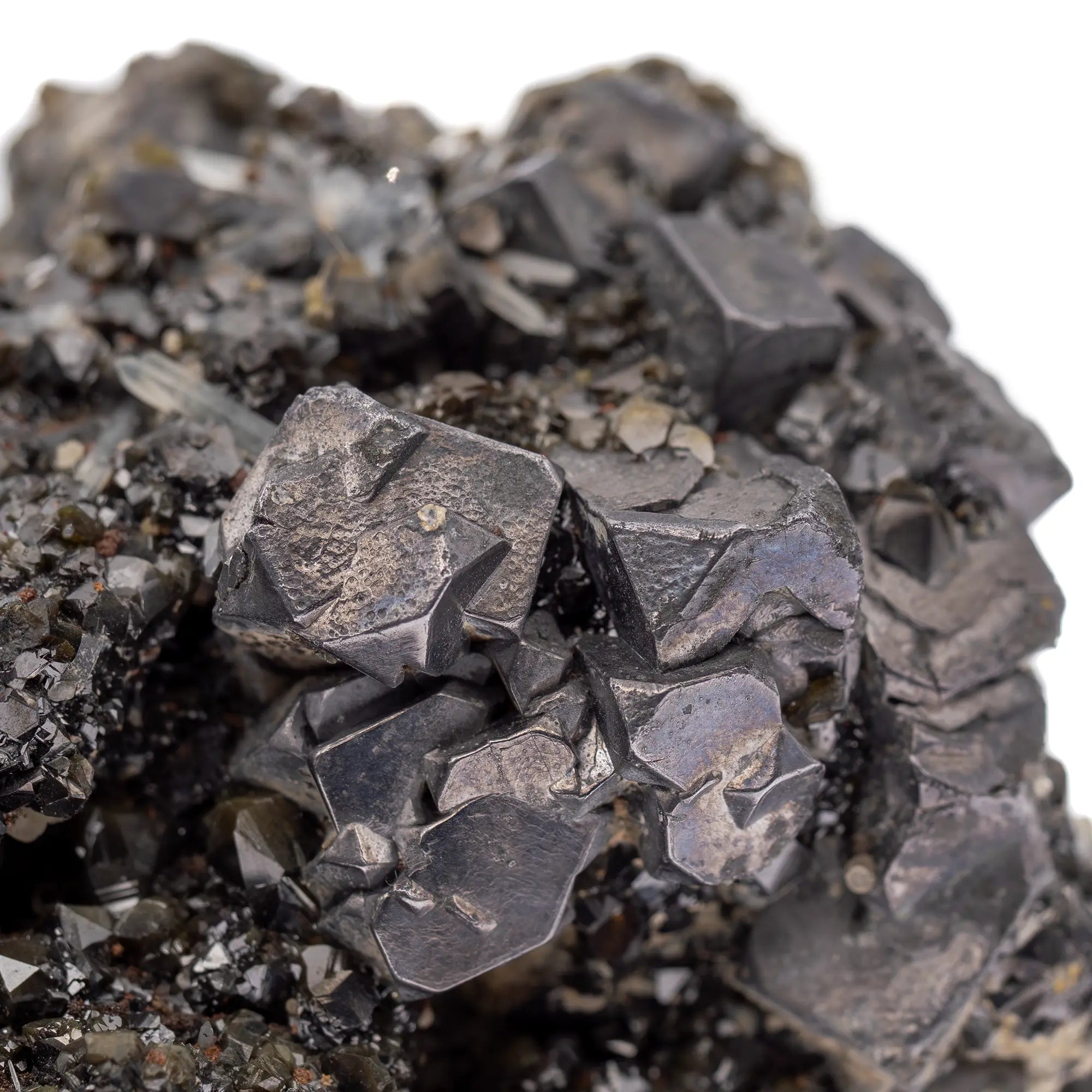 Galène cristaux sur sphalérite verte - Madan, Bulgarie - galene-cristaux-sur-sphalerite-madan-bulgarie-gal1 - CRISTAL SOURCES