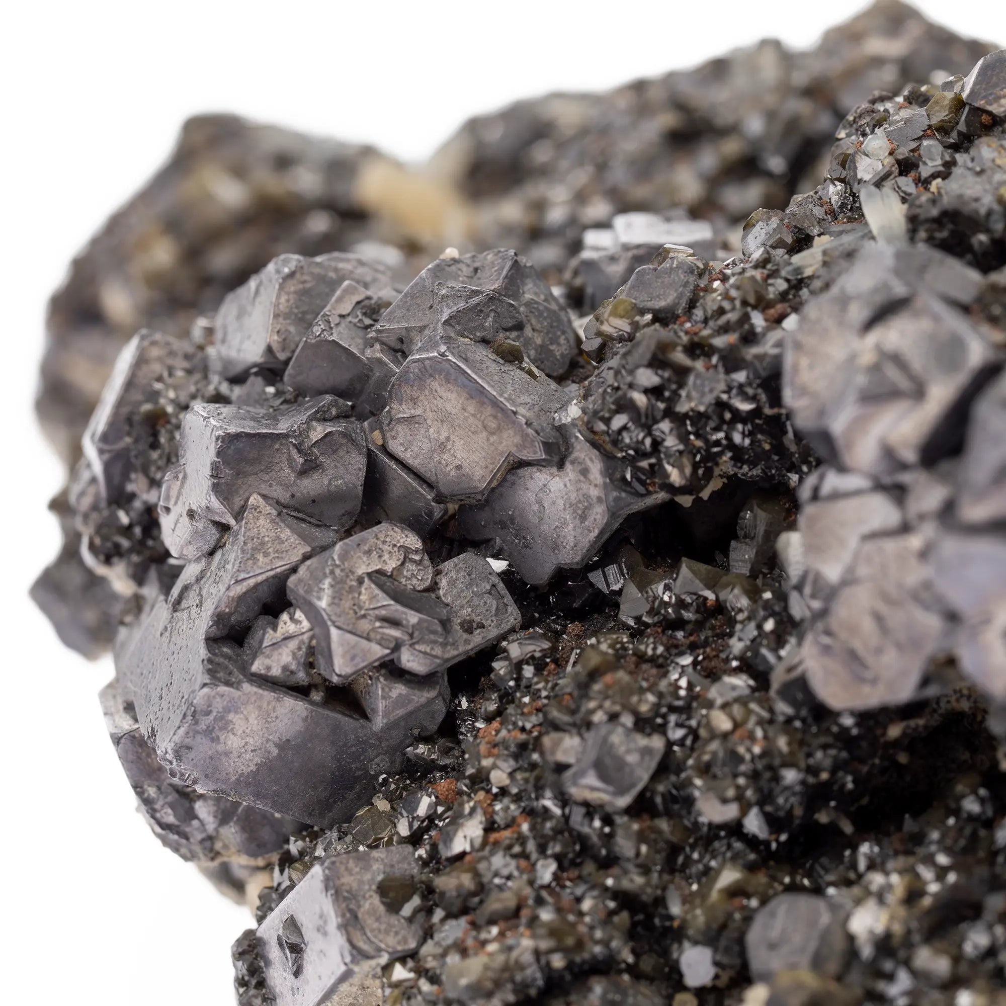 Galène cristaux sur sphalérite verte - Madan, Bulgarie - galene-cristaux-sur-sphalerite-madan-bulgarie-gal1 - CRISTAL SOURCES