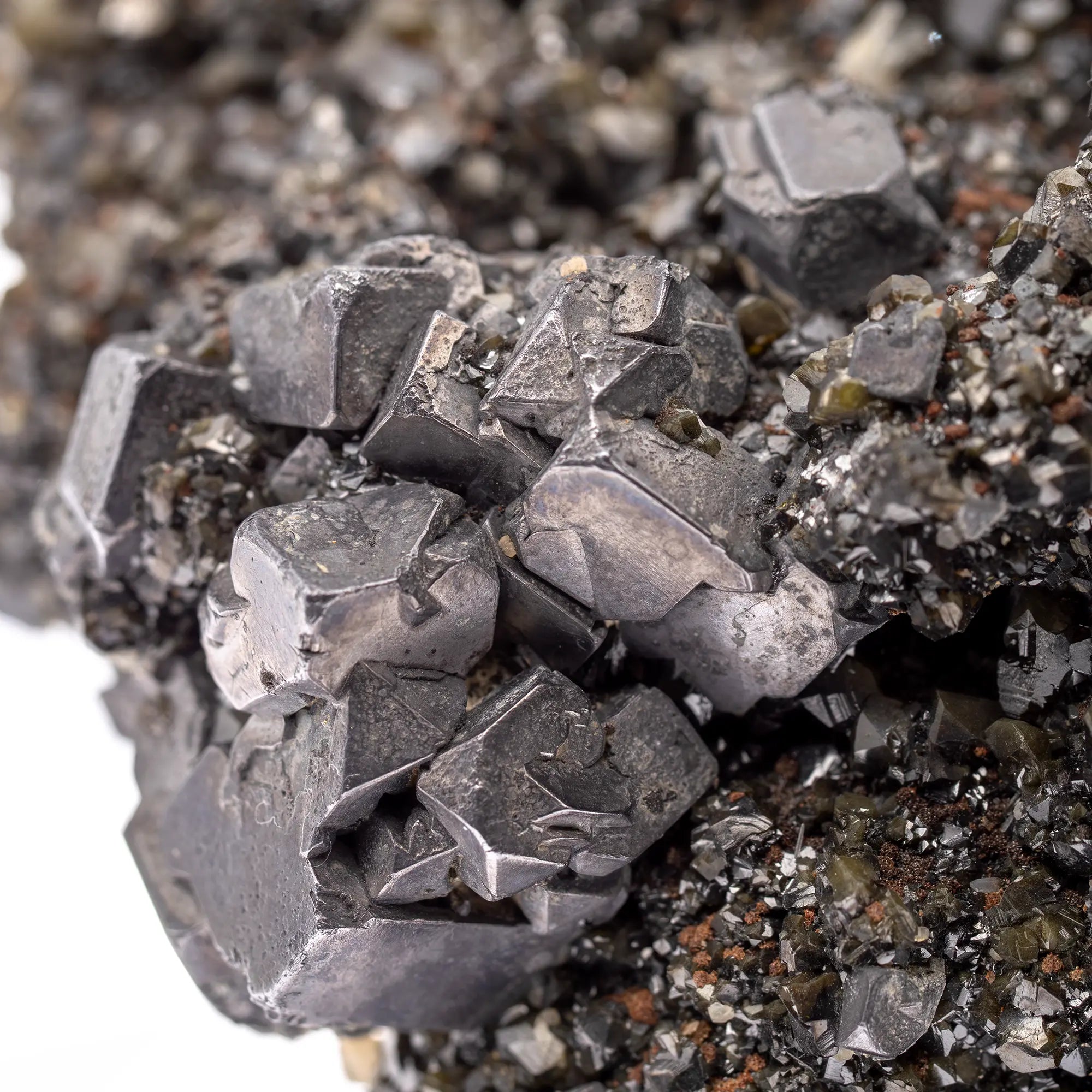 Galène cristaux sur sphalérite verte - Madan, Bulgarie - galene-cristaux-sur-sphalerite-madan-bulgarie-gal1 - CRISTAL SOURCES