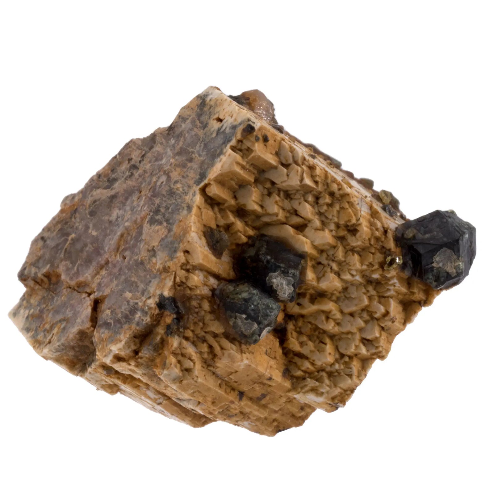 Grenat andradite var. mélanite - orthose - cristaux - Brute - CRISTAL SOURCES