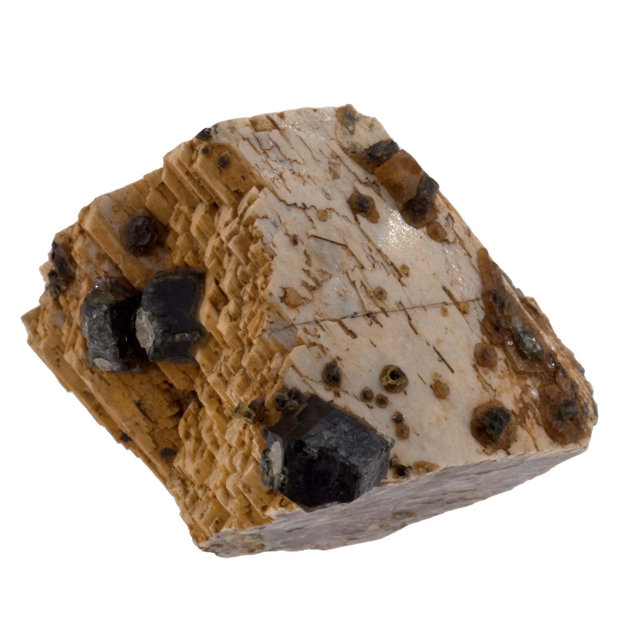 Grenat andradite var. mélanite - orthose - cristaux - Brute - CRISTAL SOURCES