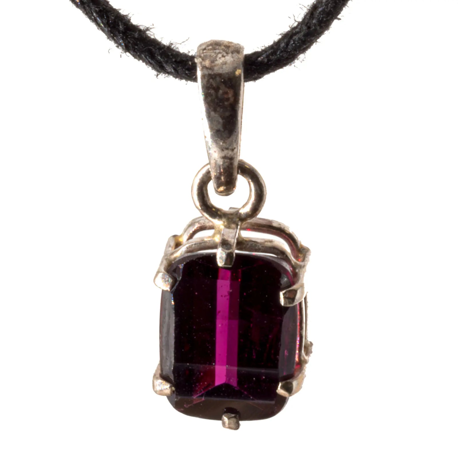 Pendentif grenat rhodolite argent - facettée (pyrope-almandin) - CRISTAL SOURCES