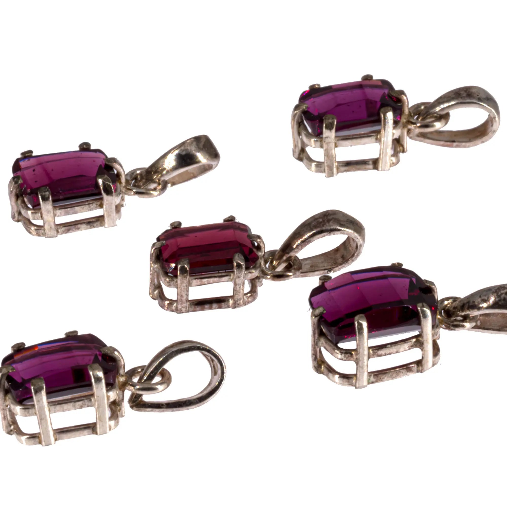 Pendentif grenat rhodolite argent - facettée (pyrope-almandin) - CRISTAL SOURCES