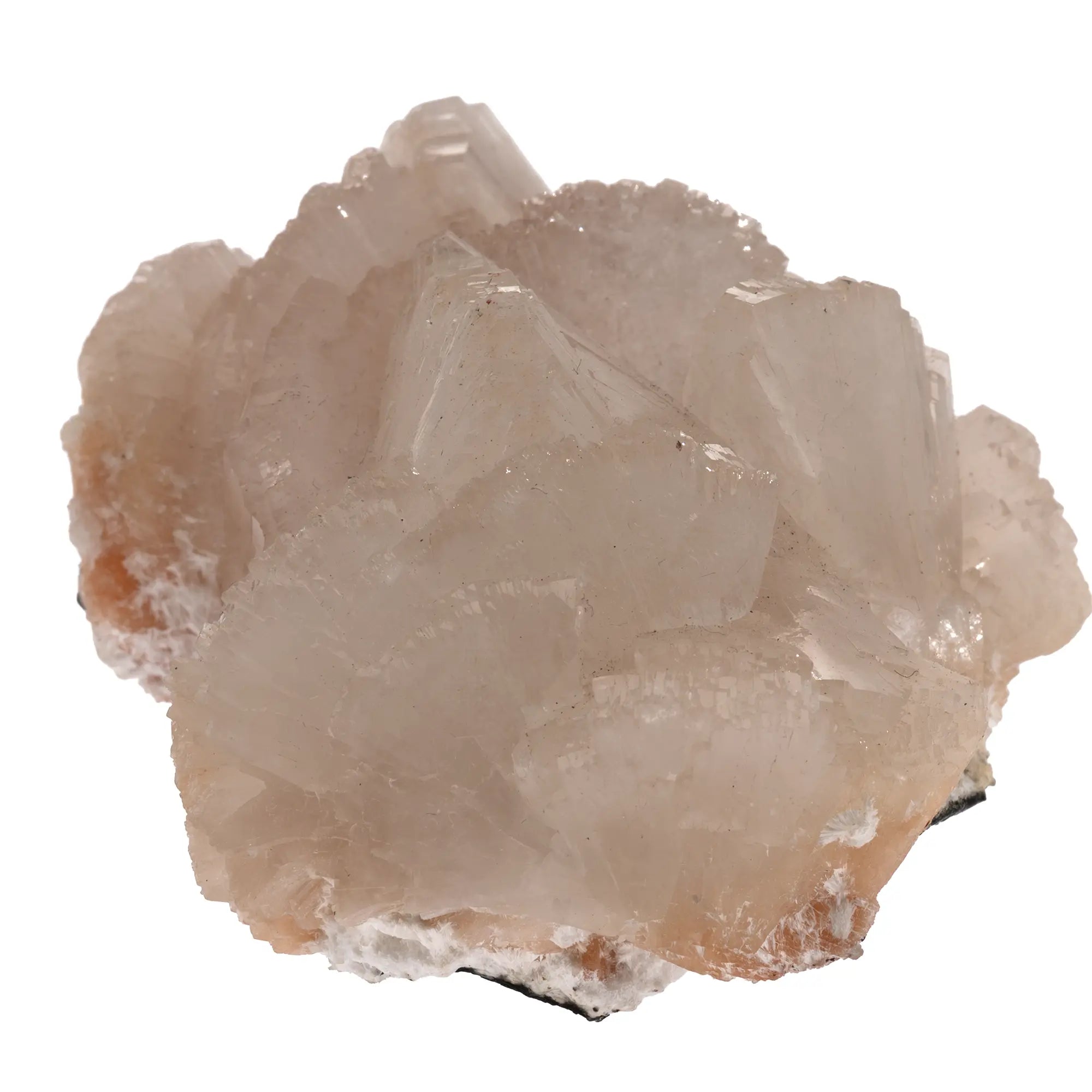 cristaux d’heulandite orange base et blanc nacré sommet