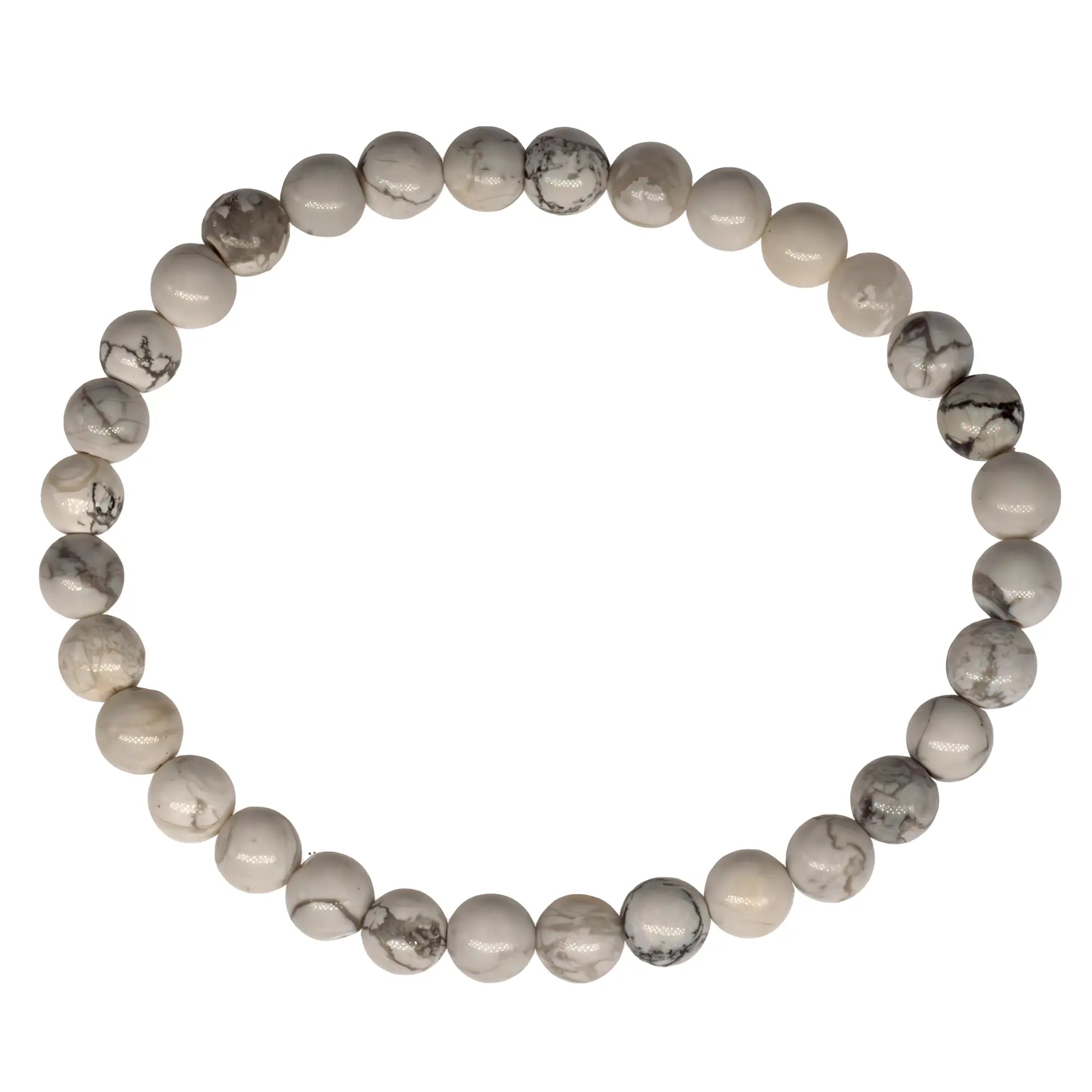 Bracelet Howlite perle ronde 6mm  - CRISTAL SOURCES