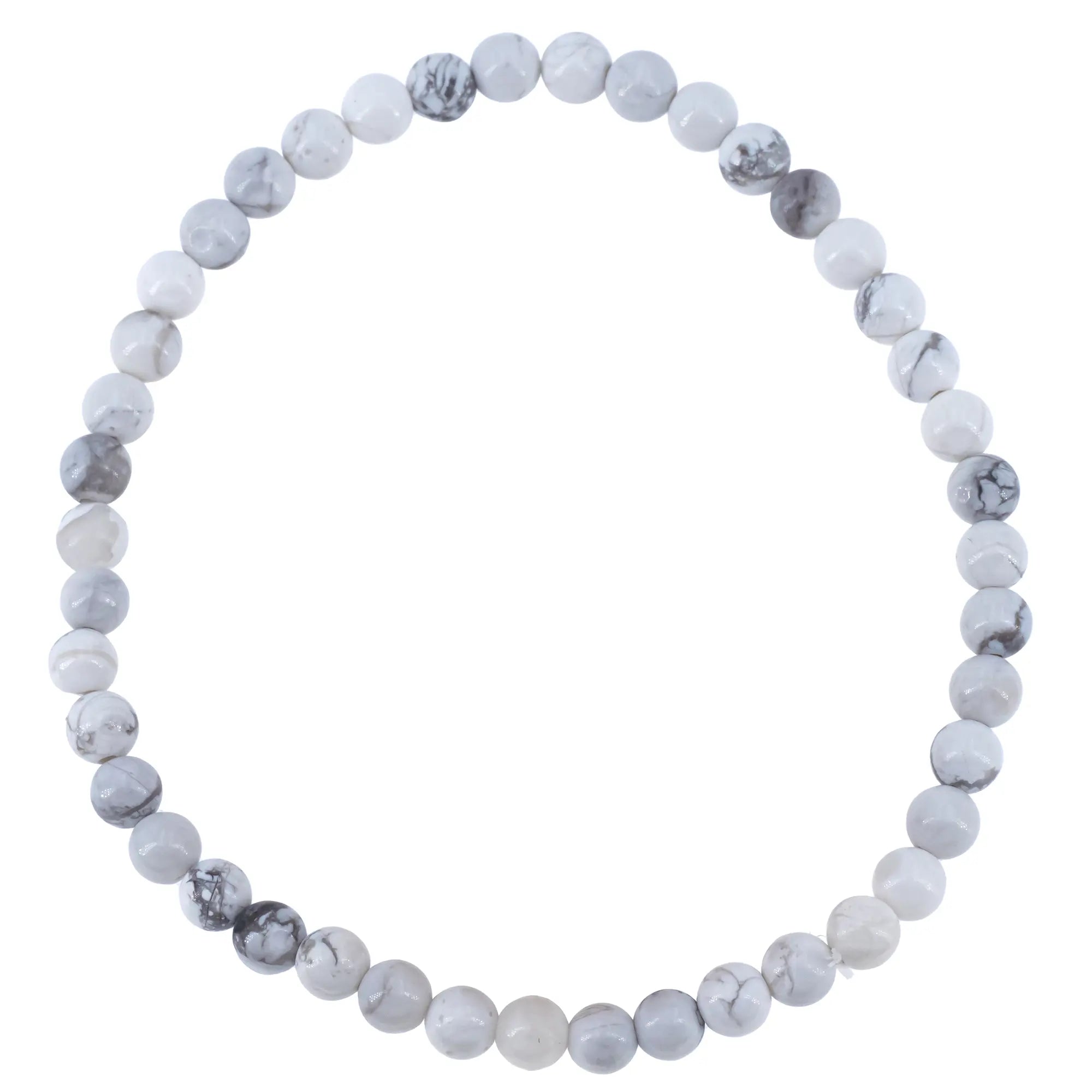 Bracelet Howlite  perle ronde 4mm  - CRISTAL SOURCES