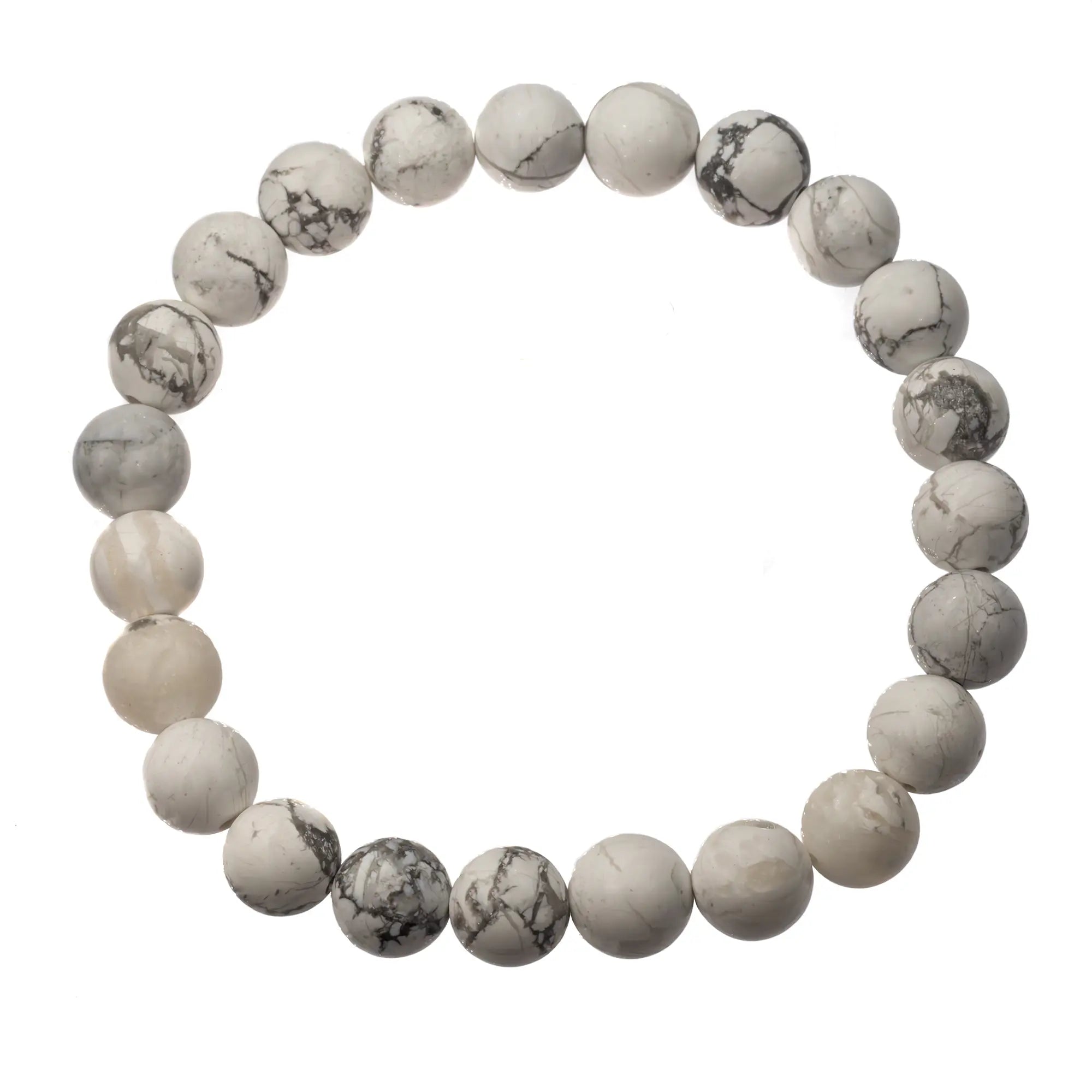 Bracelet Howlite perle ronde 8mm  - CRISTAL SOURCES