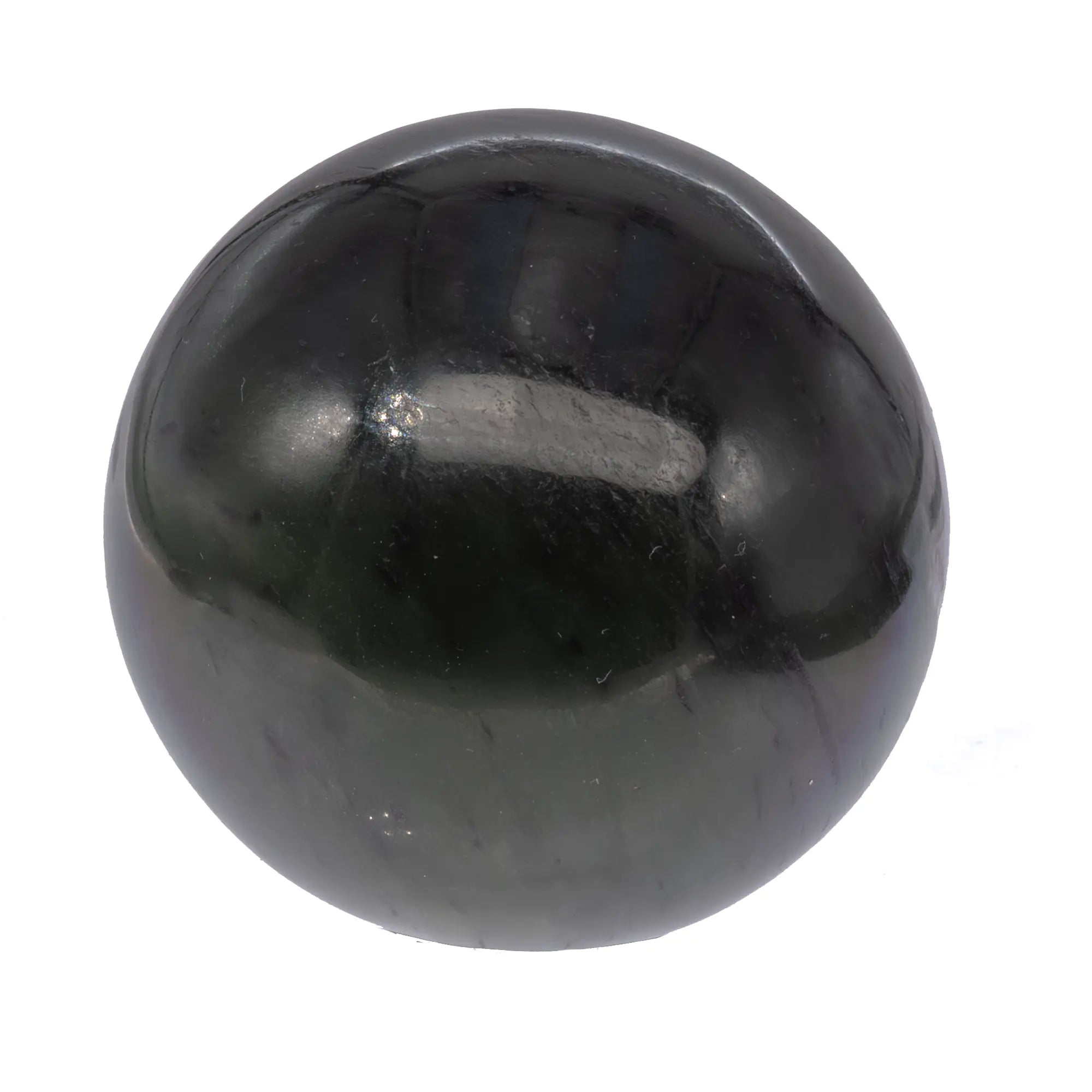 Jade Néphrite sphère 6.1cm Canada détail couleur verte naturelle polie décoration