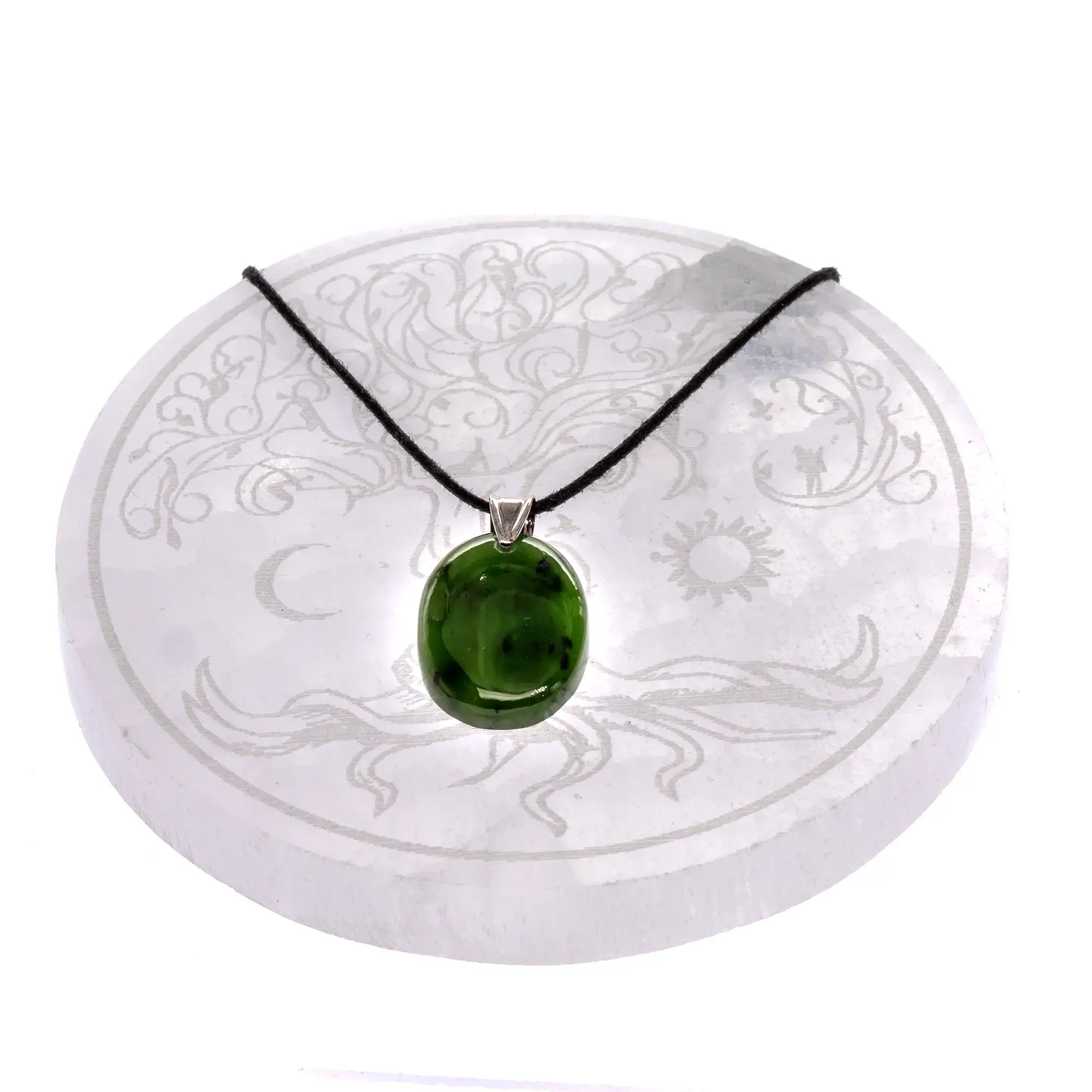 Pendentif jade néphrite argent - 3 à 3,5 cm