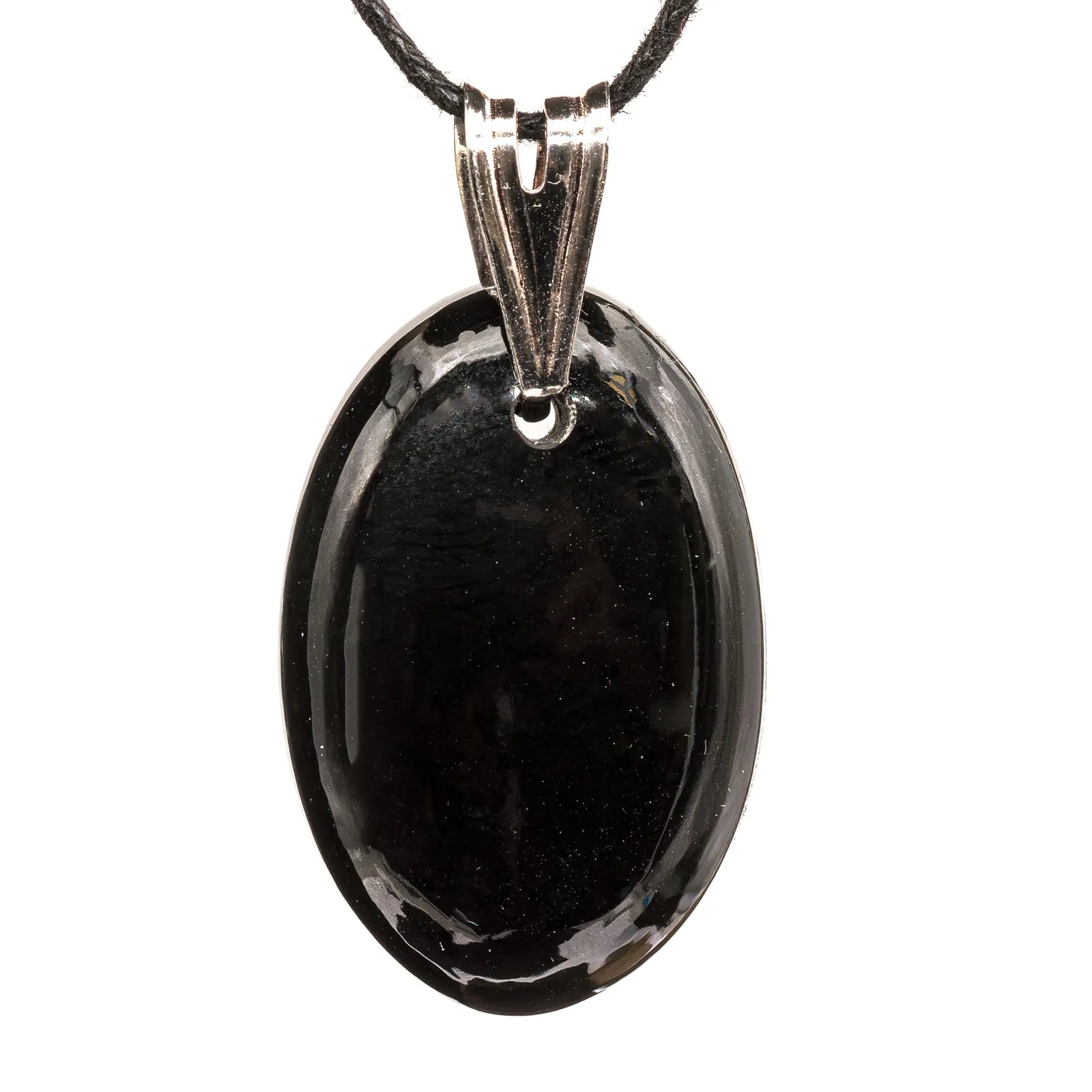 Pendentif jade noir argent - ovale - 8gr - CRISTAL SOURCES