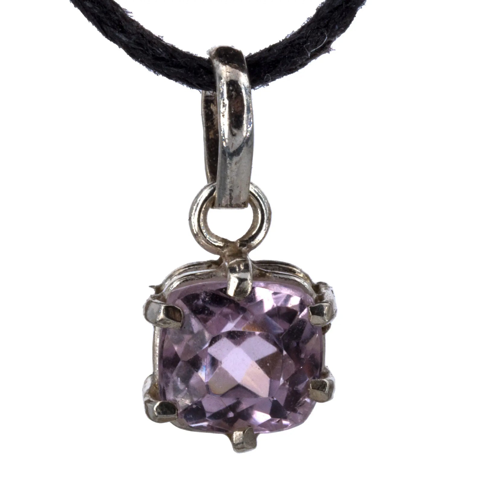 Pendentif kunzite argent - facettée - carrée 1,4 cm - CRISTAL SOURCES