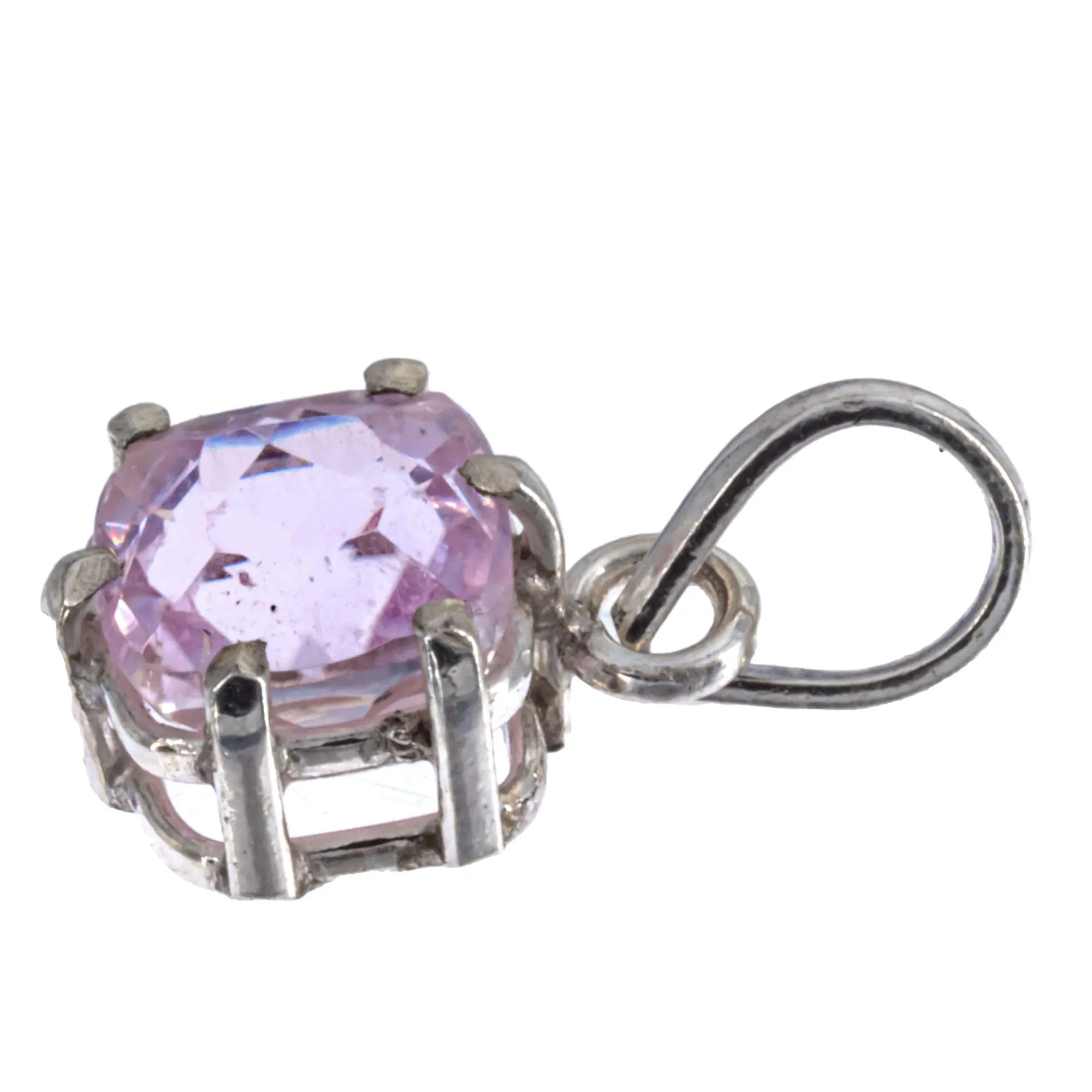 Pendentif kunzite argent - facettée - carrée 1,4 cm - CRISTAL SOURCES