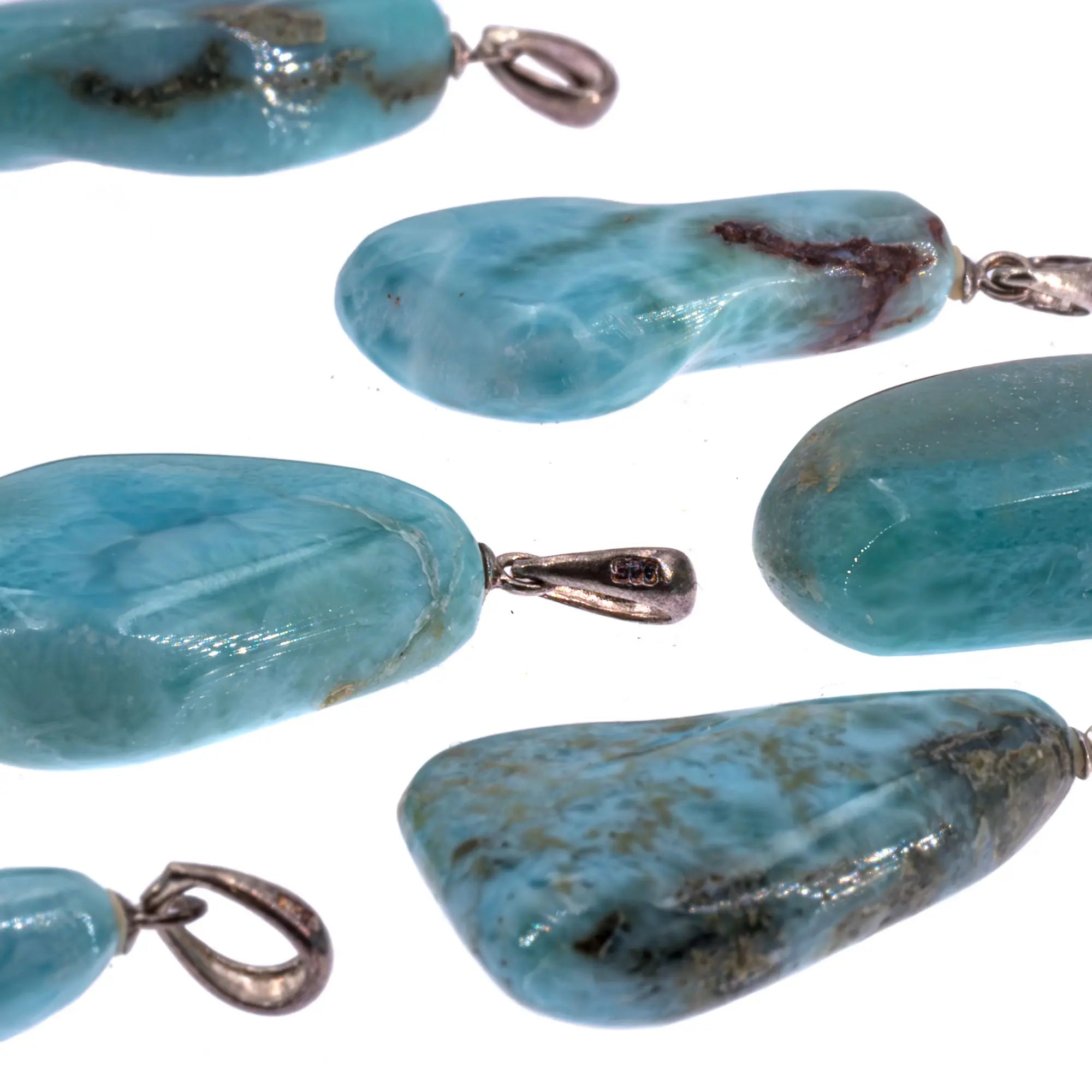 Beau Larimar Pierre Style Vintage 925 Pendentif Argent Massif Pour Beau Larimar Pierre Style Vintage 925 Pendentif Argent Massif Pour