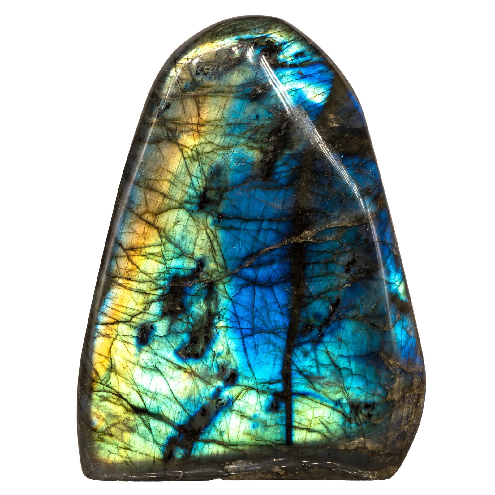 Labradorite polie - 479 gr - reflet bleu, jaune et vert - CRISTAL SOURCES