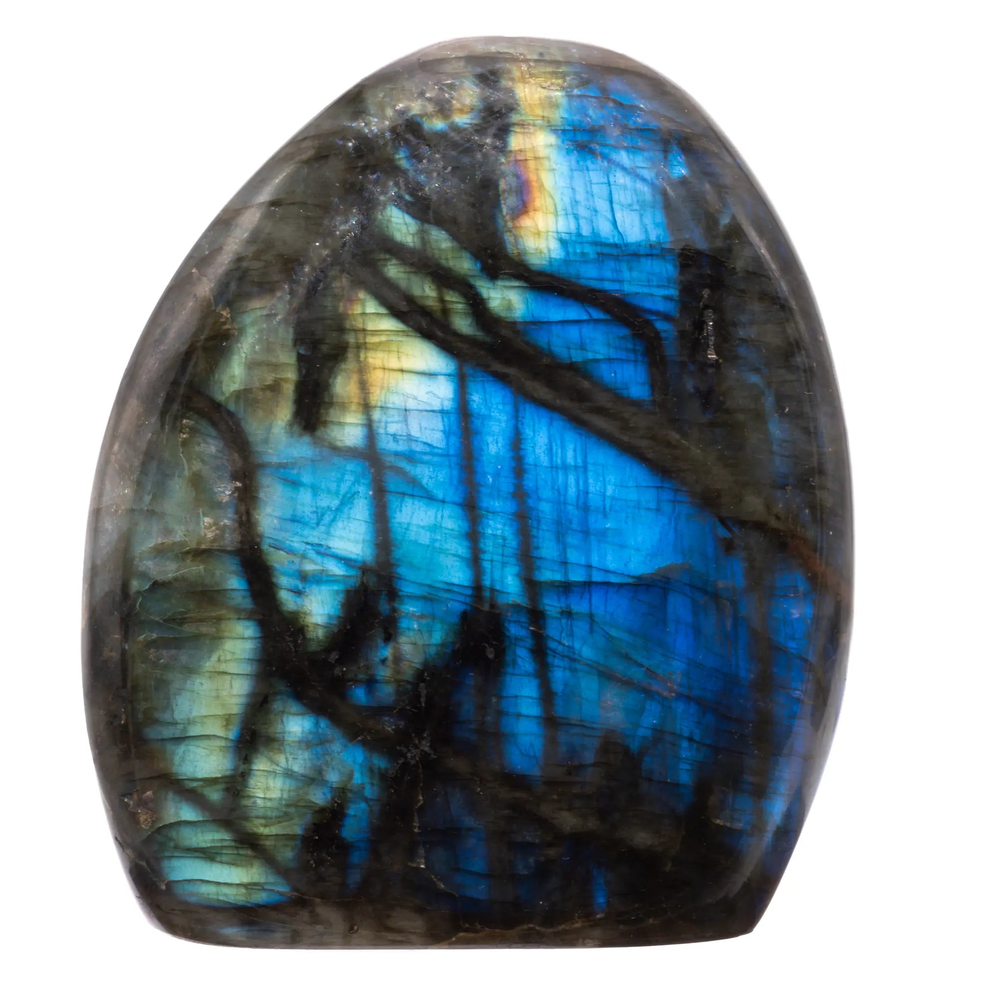 Labradorite polie - 479 gr - reflet bleu, jaune et vert - CRISTAL SOURCES