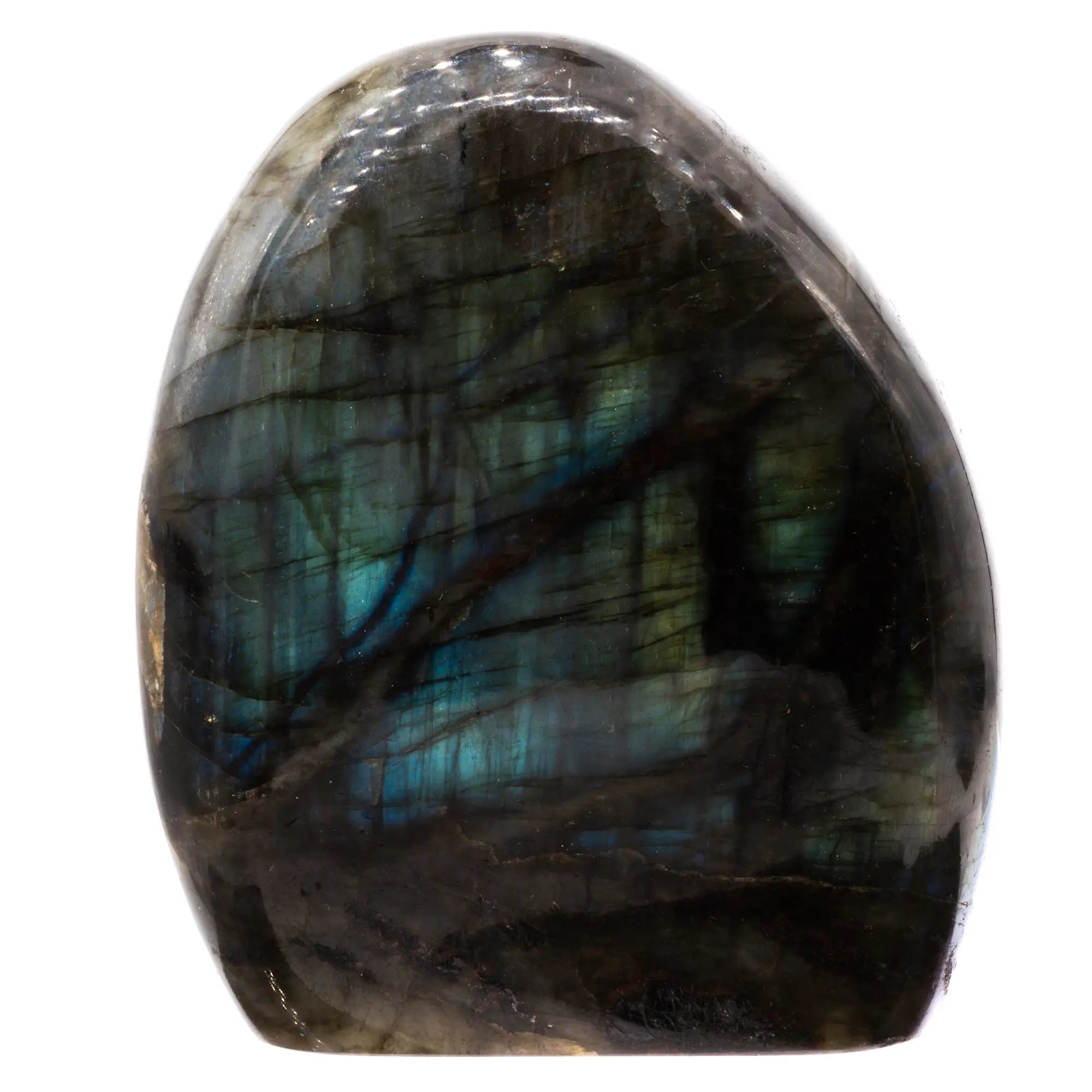 Labradorite polie - 479 gr - reflet bleu, jaune et vert - CRISTAL SOURCES