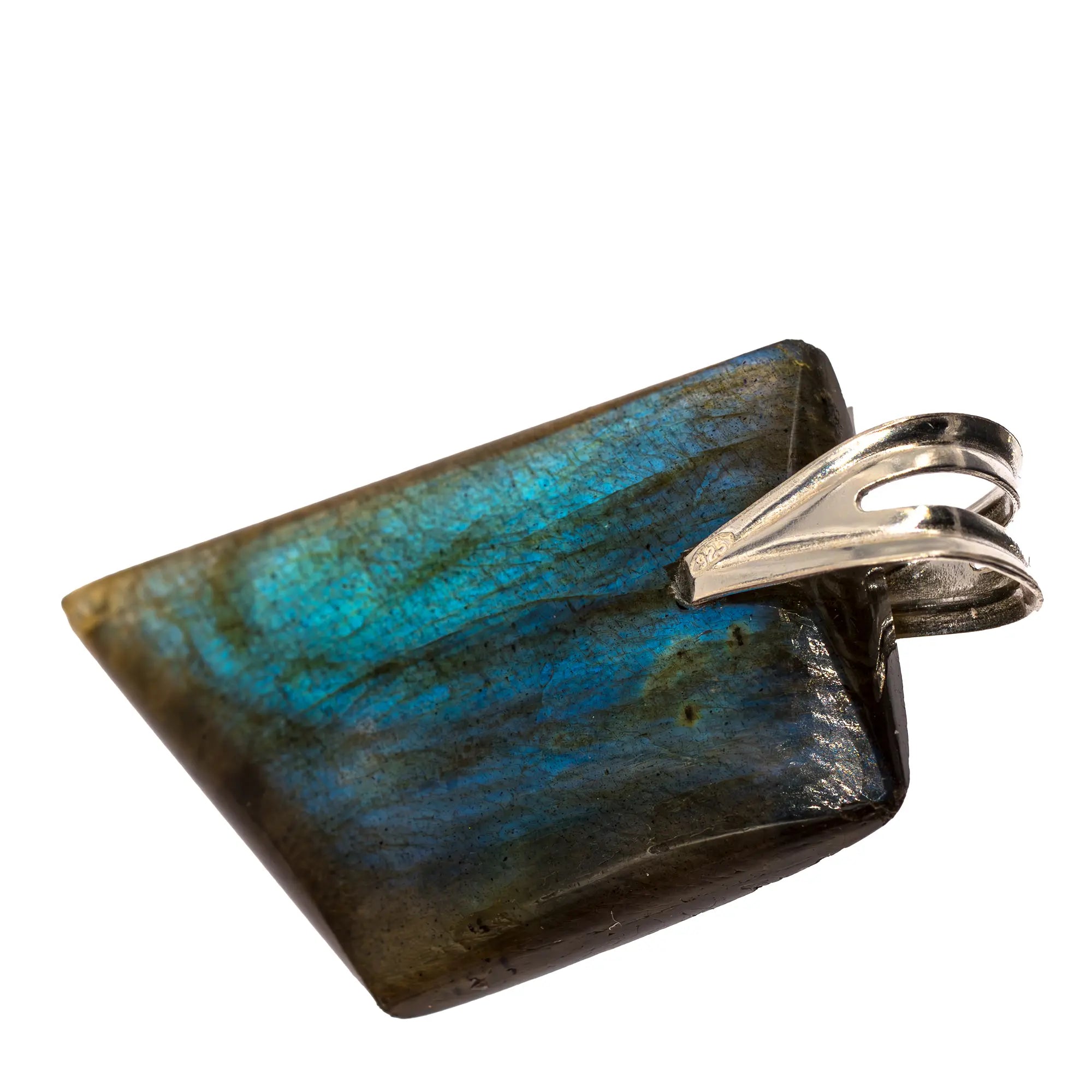 Pendentif Labradorite argent - reflet bleu-vert  - CRISTAL SOURCES