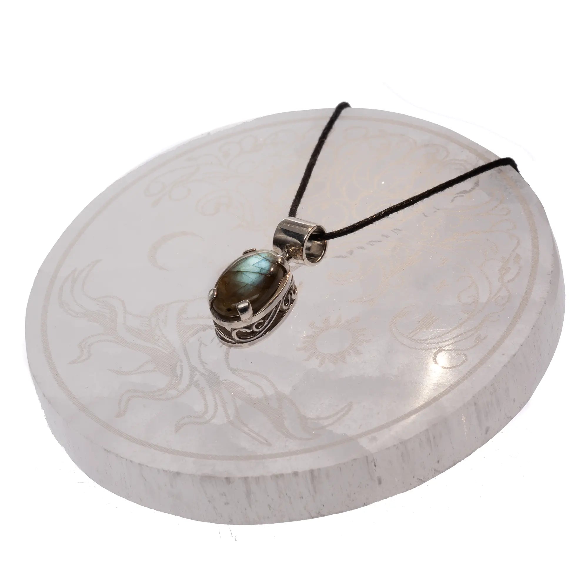 Pendentif Labradorite argent - pièce unique reflet bleu
