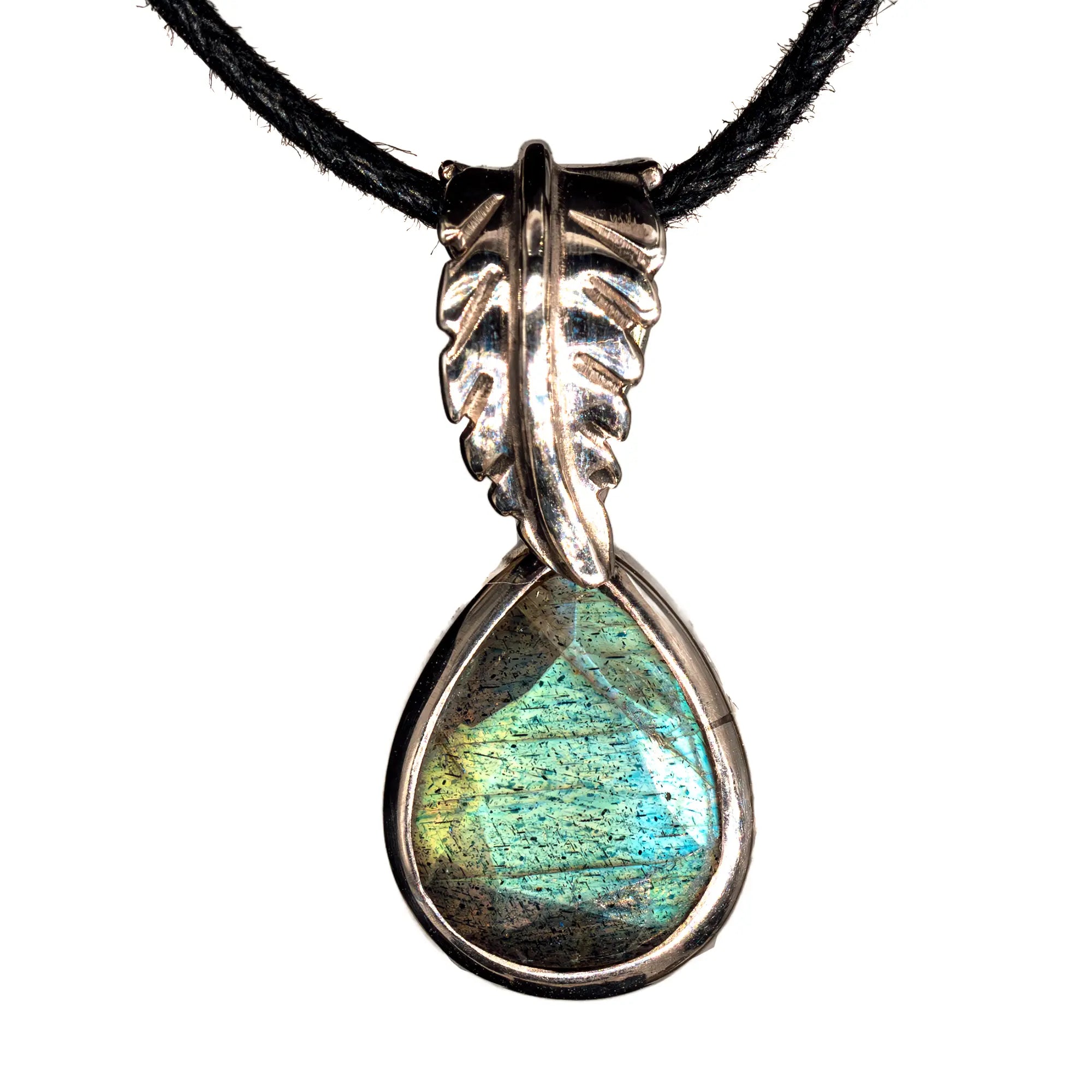 Pendentif Labradorite argent - pierre facettée - reflet bleu-vert - CRISTAL SOURCES