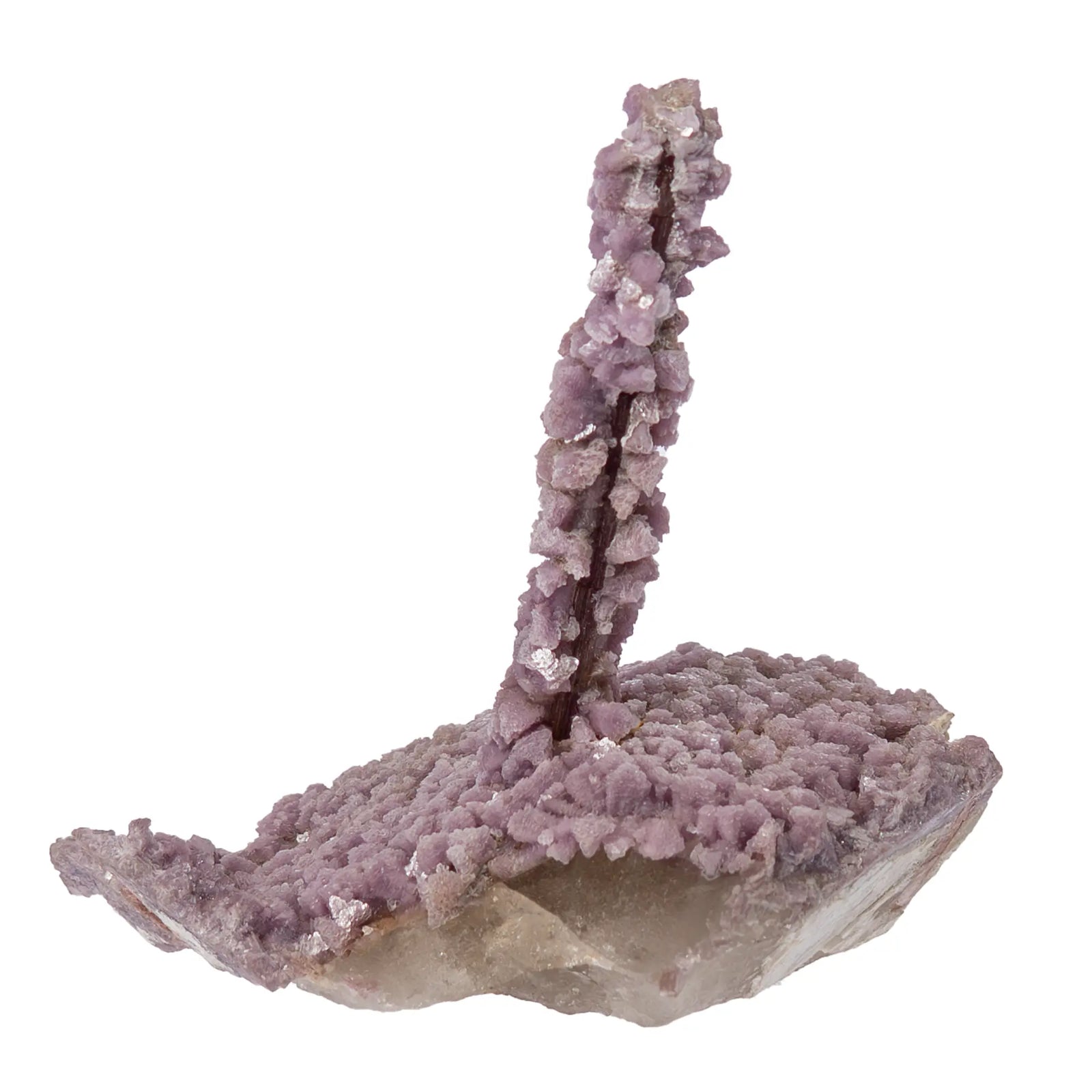 Stalactite de Lépidolite sur Tourmaline rose et quartz - Brésil