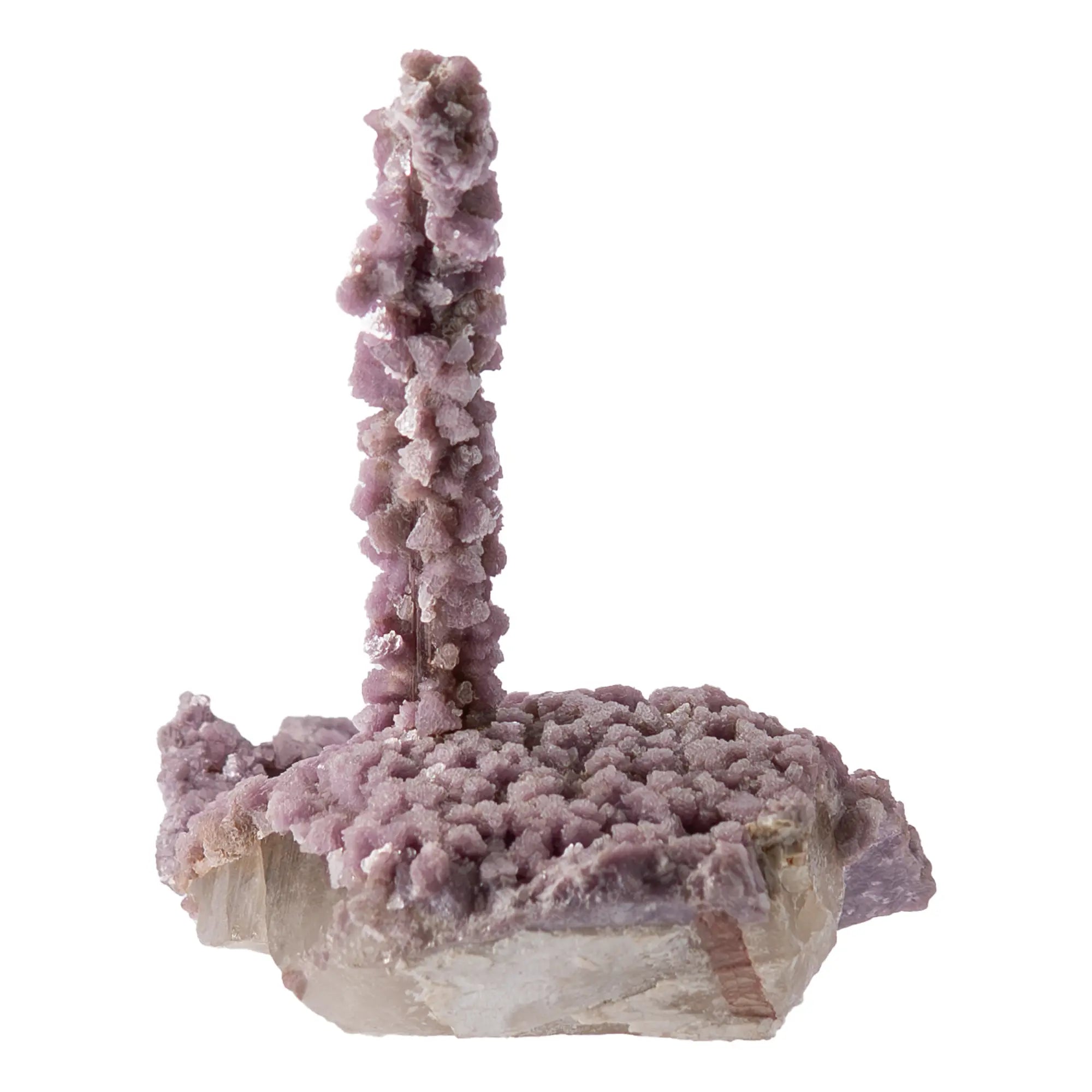 Stalactite de Lépidolite sur Tourmaline rose et quartz - Brésil