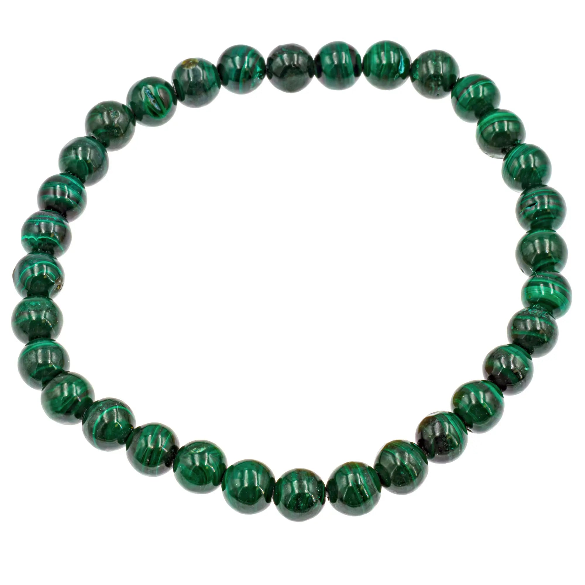 Bracelet Malachite perle ronde 6mm - CRISTAL SOURCES