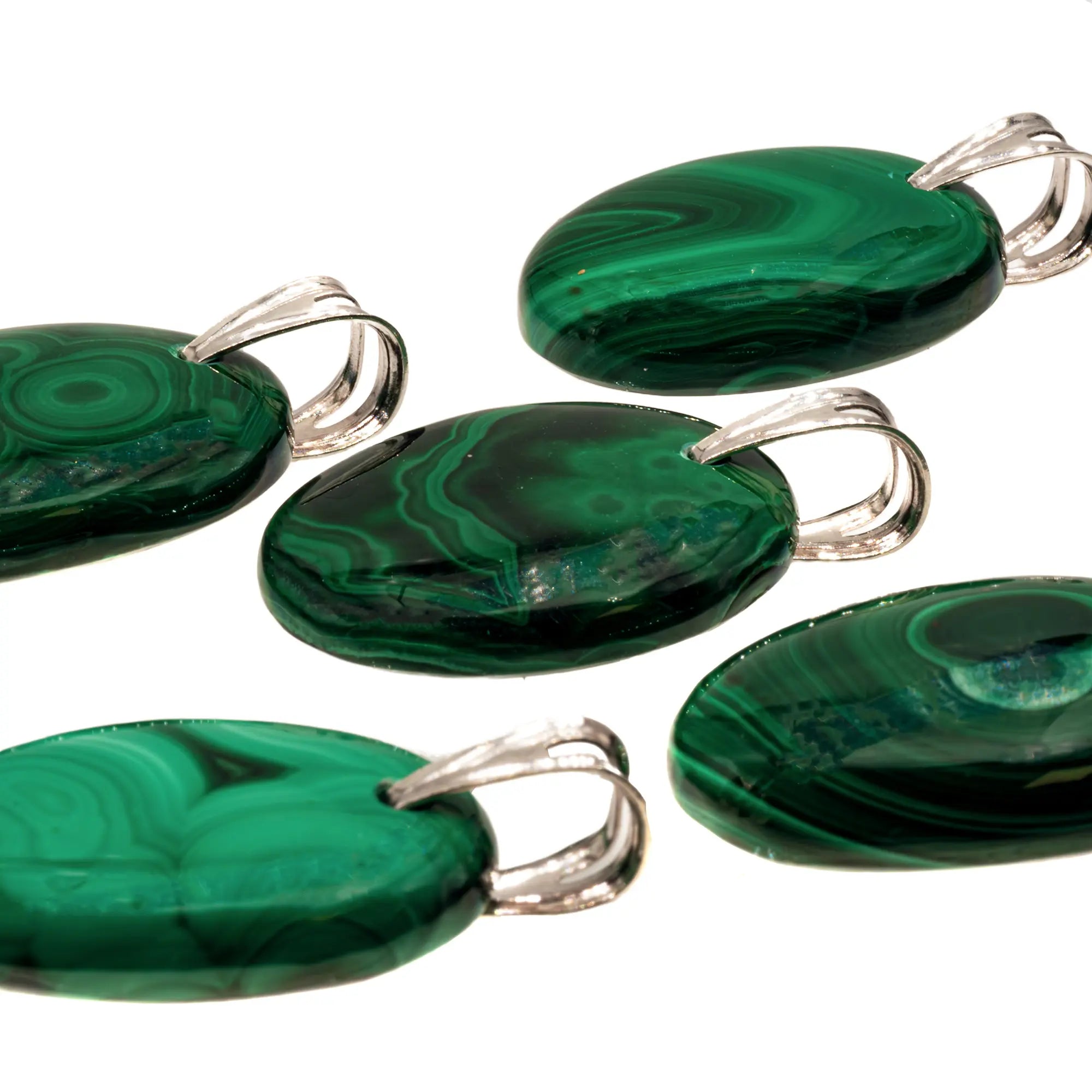 Pendentif Malachite ovale argent - CRISTAL SOURCES