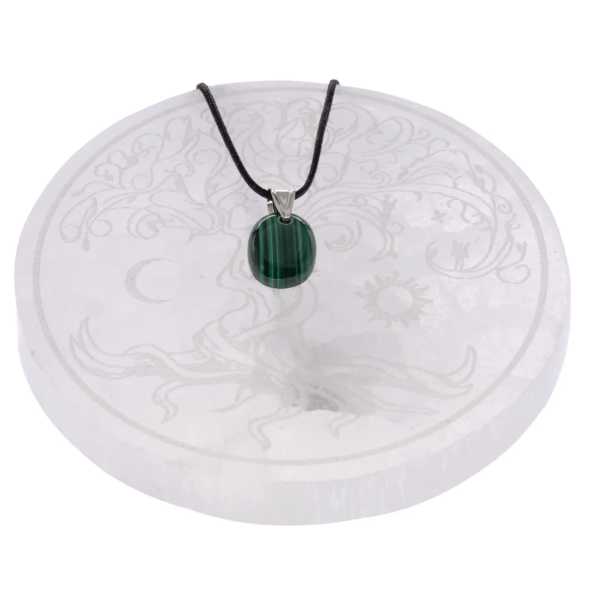 Malachite petit pendentif avec bélière argent