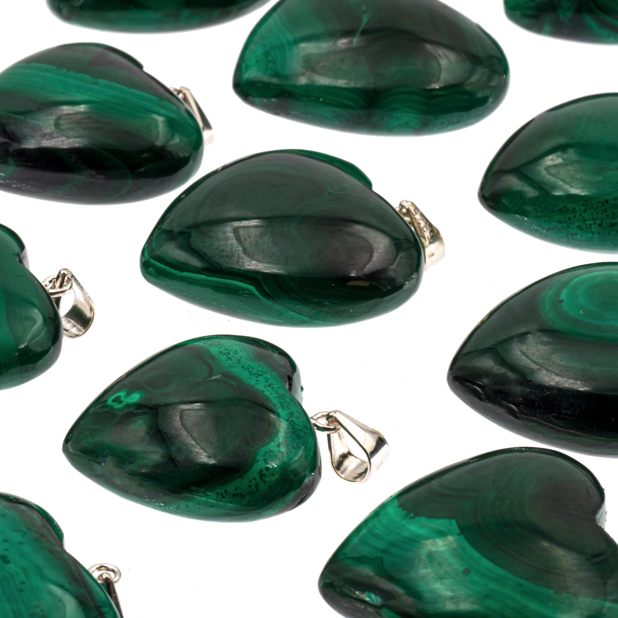 Pendentif Malachite cœur argent - CRISTAL SOURCES