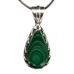 Pendentif Malachite argent - CRISTAL SOURCES