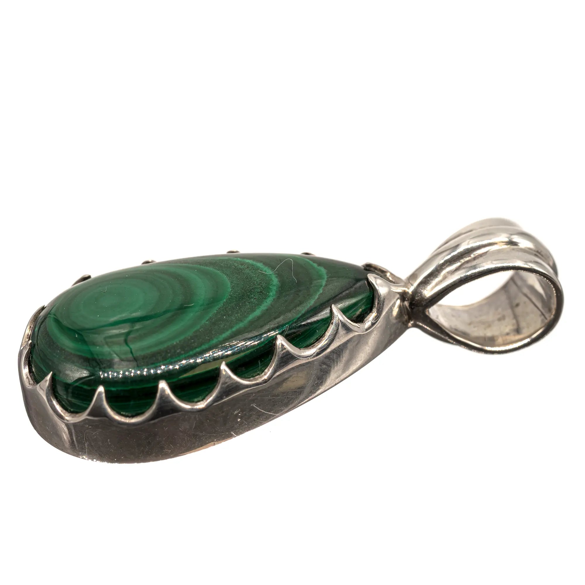 Pendentif Malachite argent - CRISTAL SOURCES