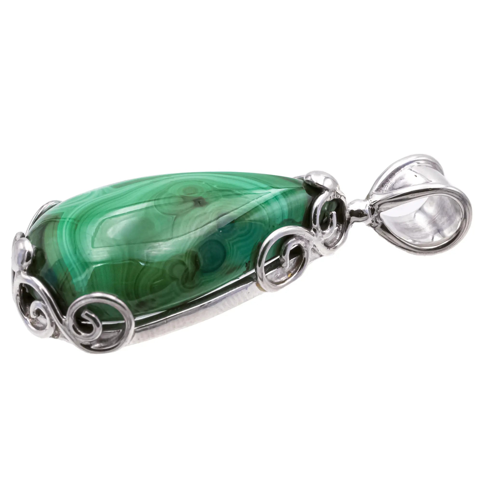 Pendentif Malachite argent - CRISTAL SOURCES