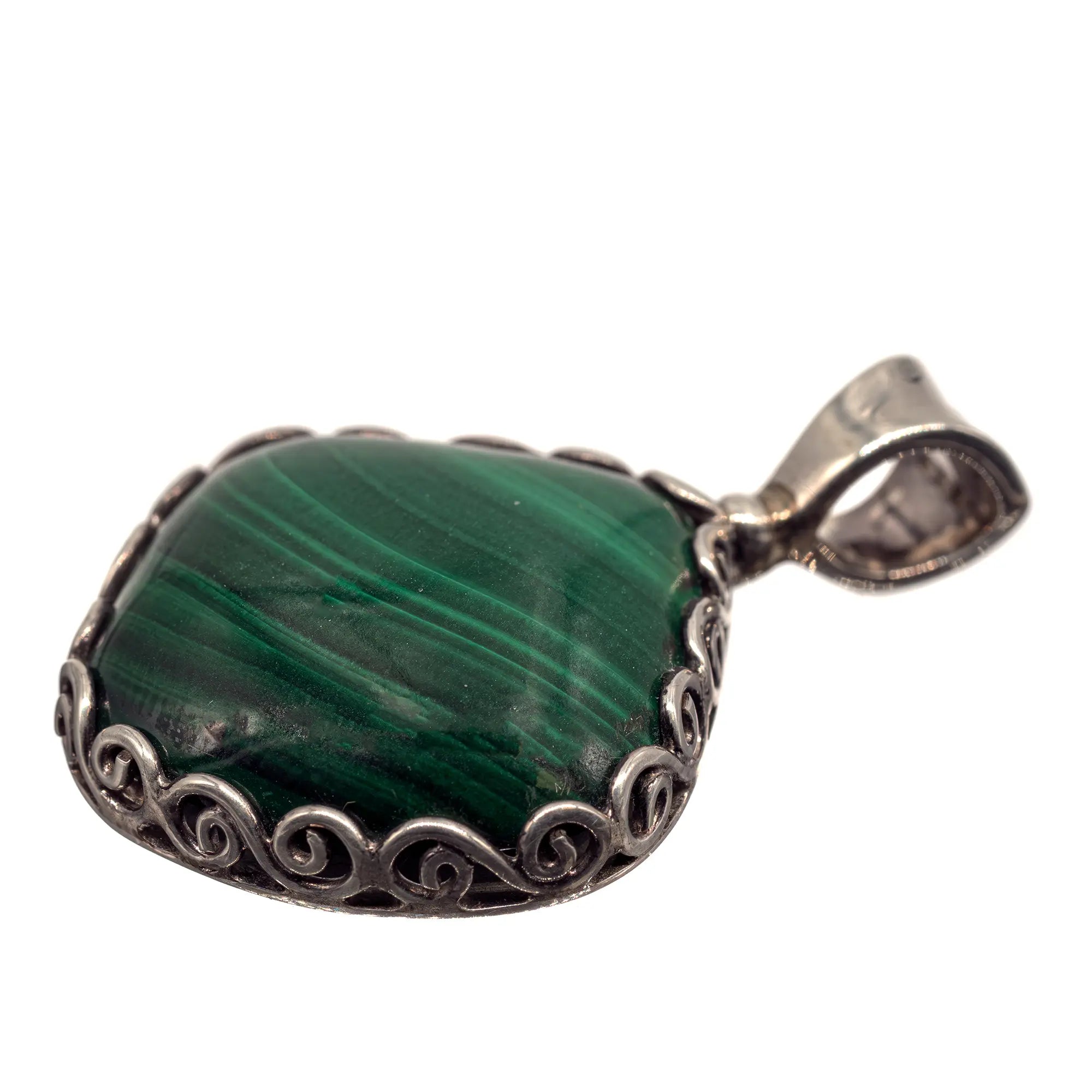 Pendentif Malachite argent - CRISTAL SOURCES