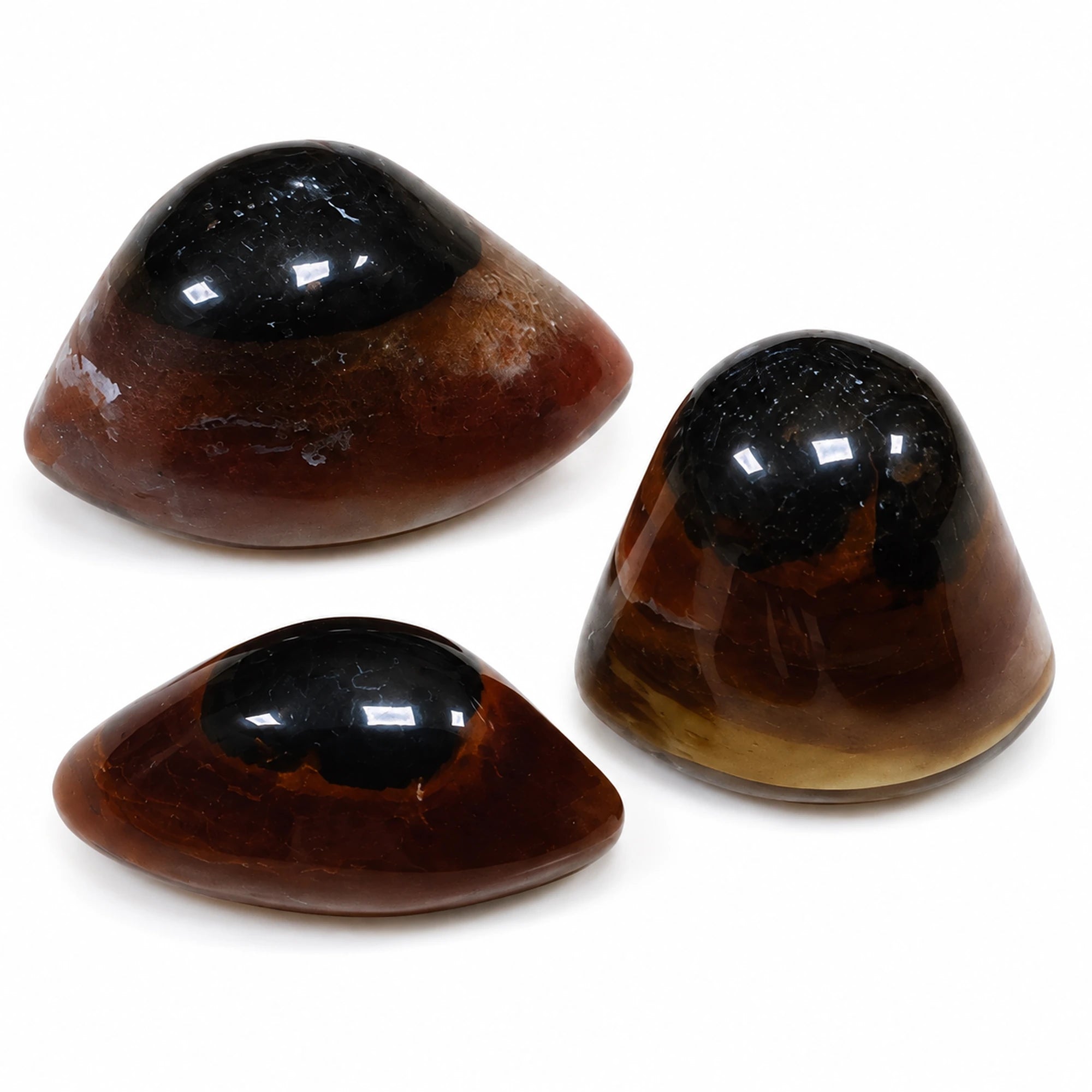 Œil de Shiva en Sardonyx naturel – pierre roulée taillée et polie brun rouge et noir