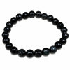 Bracelet en obsidienne œil céleste véritable avec perles rondes de 8 mm, pierre naturelle noire aux reflets arc-en-ciel, bijou artisanal sur fond blanc.