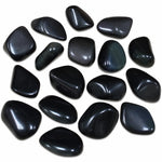 Lot de pierres naturelles obsidienne œil céleste roulées du Mexique, galets polis aux reflets noirs et irisés, sélection de pierres de 2 à 3 cm pour collection, méditation, protection et lithothérapie.
