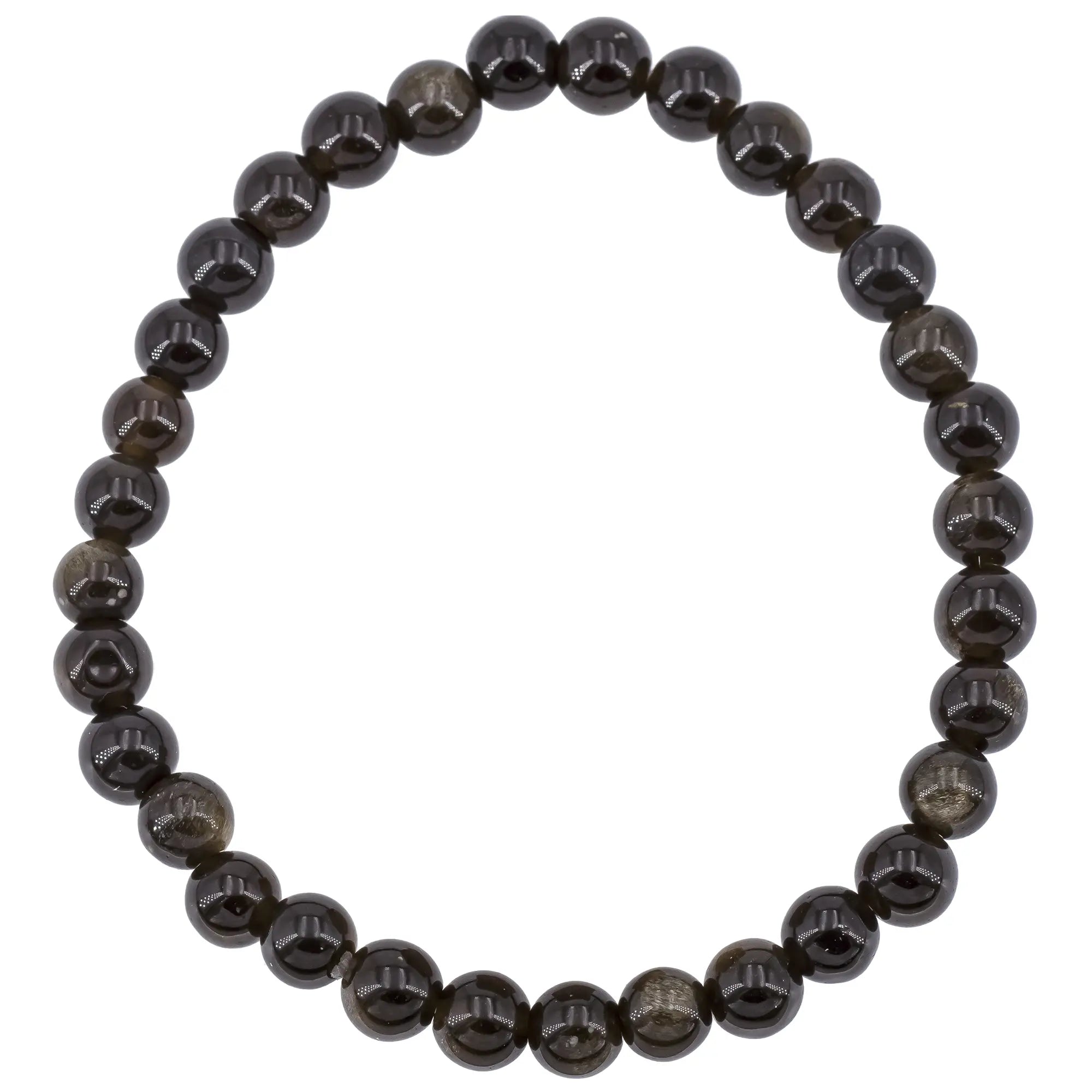 Bracelet Obsidienne dorée perle ronde 6mm  - CRISTAL SOURCES