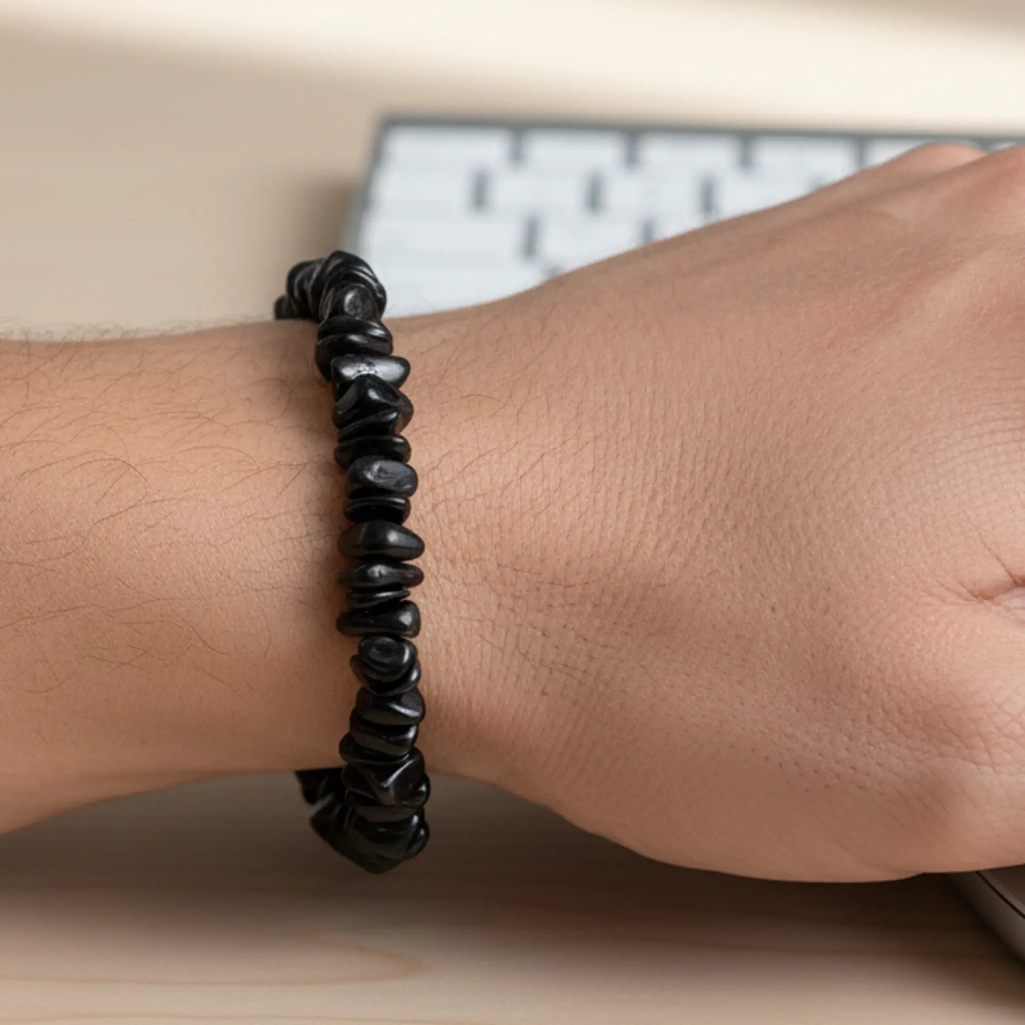 Bracelet Obsidienne noire perle baroque 