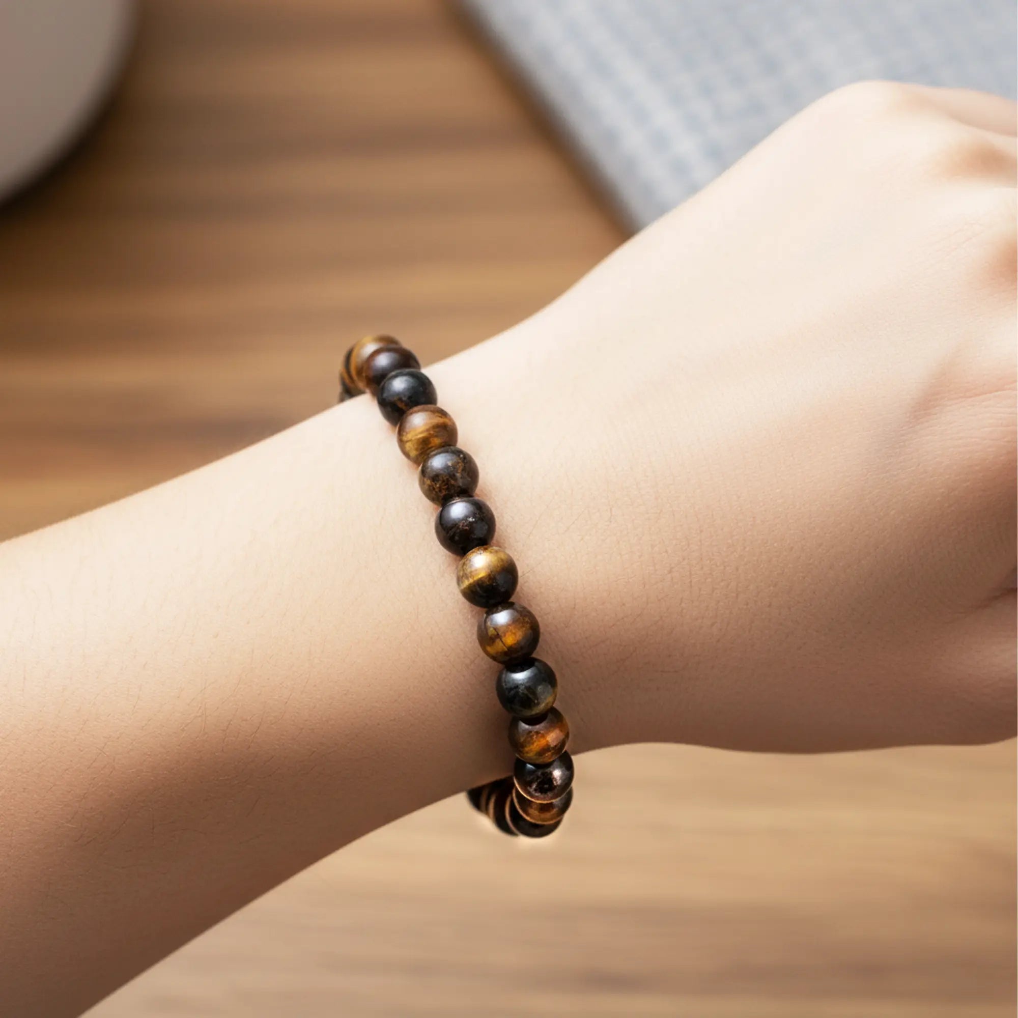 Bracelet Oeil de faucon perle ronde 6mm - Bracelet 6mm - CRISTAL SOURCES